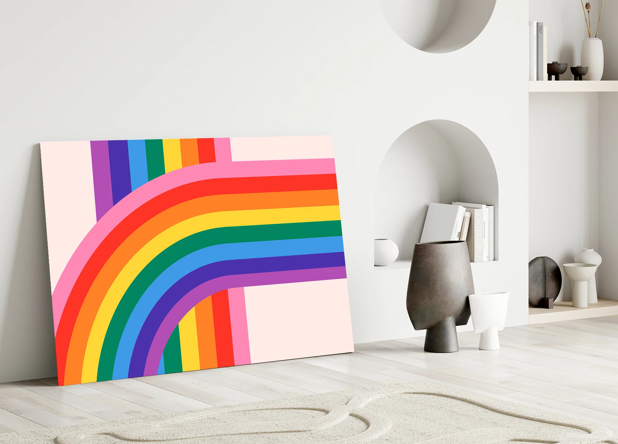 Colorful Rainbow Stripes Glass Wall Art - Image 5