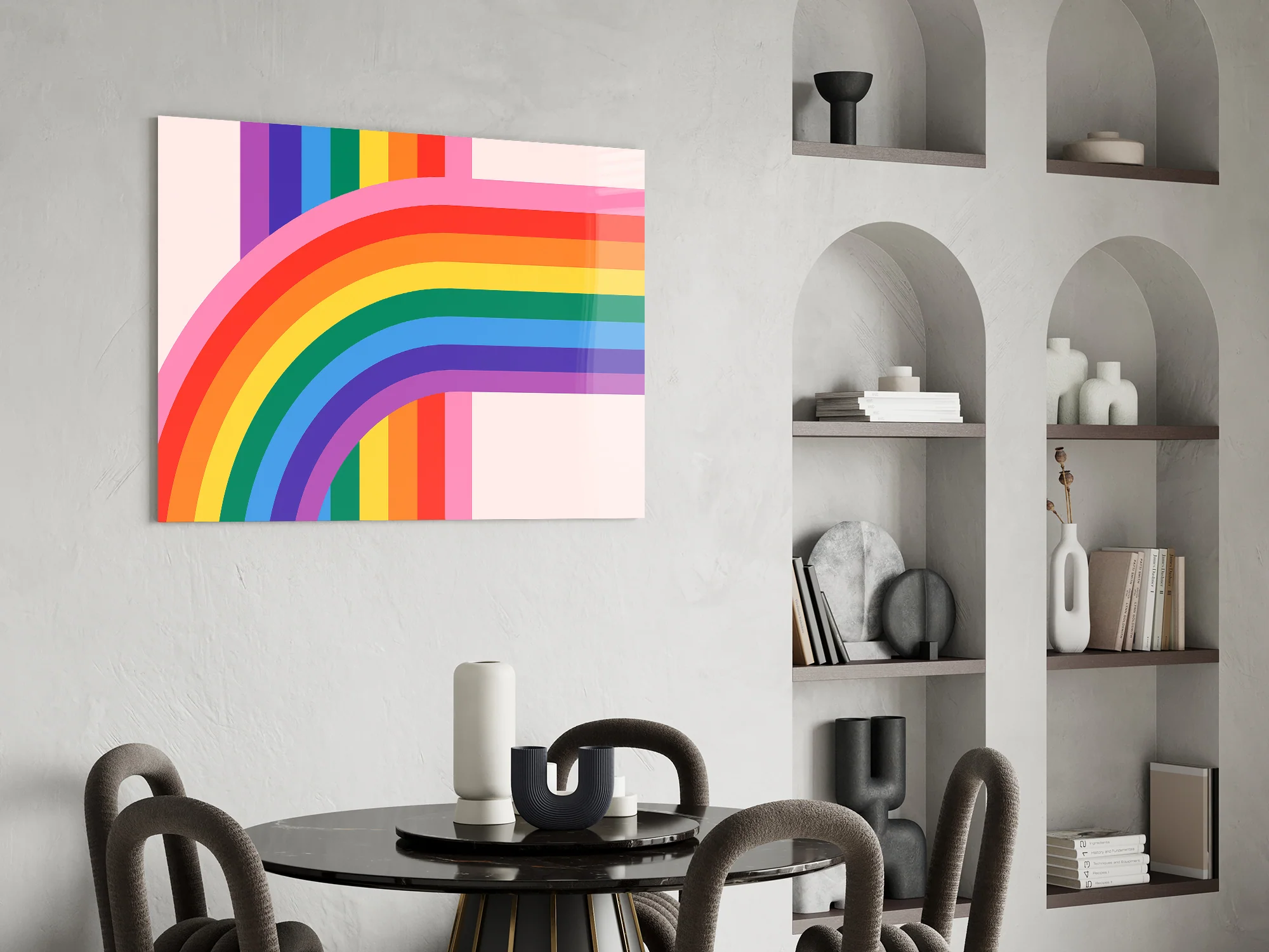 Colorful Rainbow Stripes Glass Wall Art - Image 6