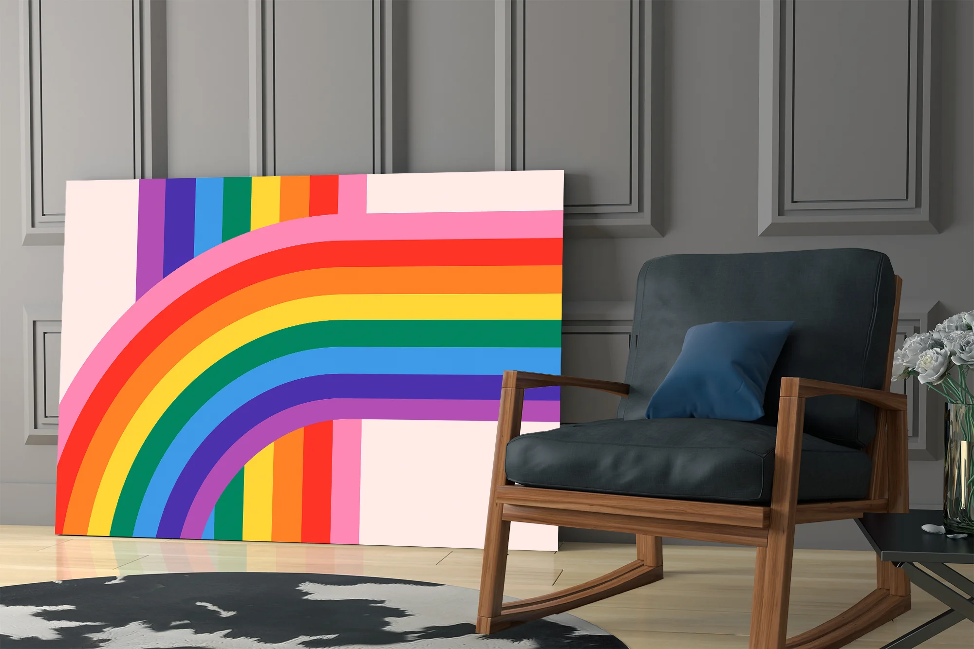 Colorful Rainbow Stripes Glass Wall Art - Image 7