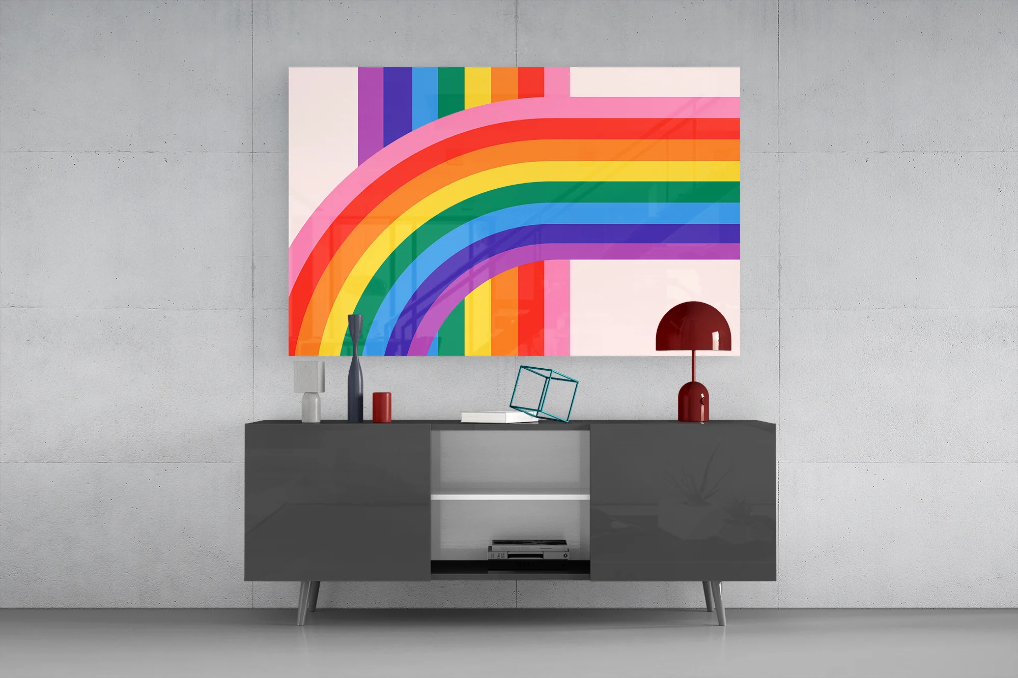 Colorful Rainbow Stripes Glass Wall Art - Image 8