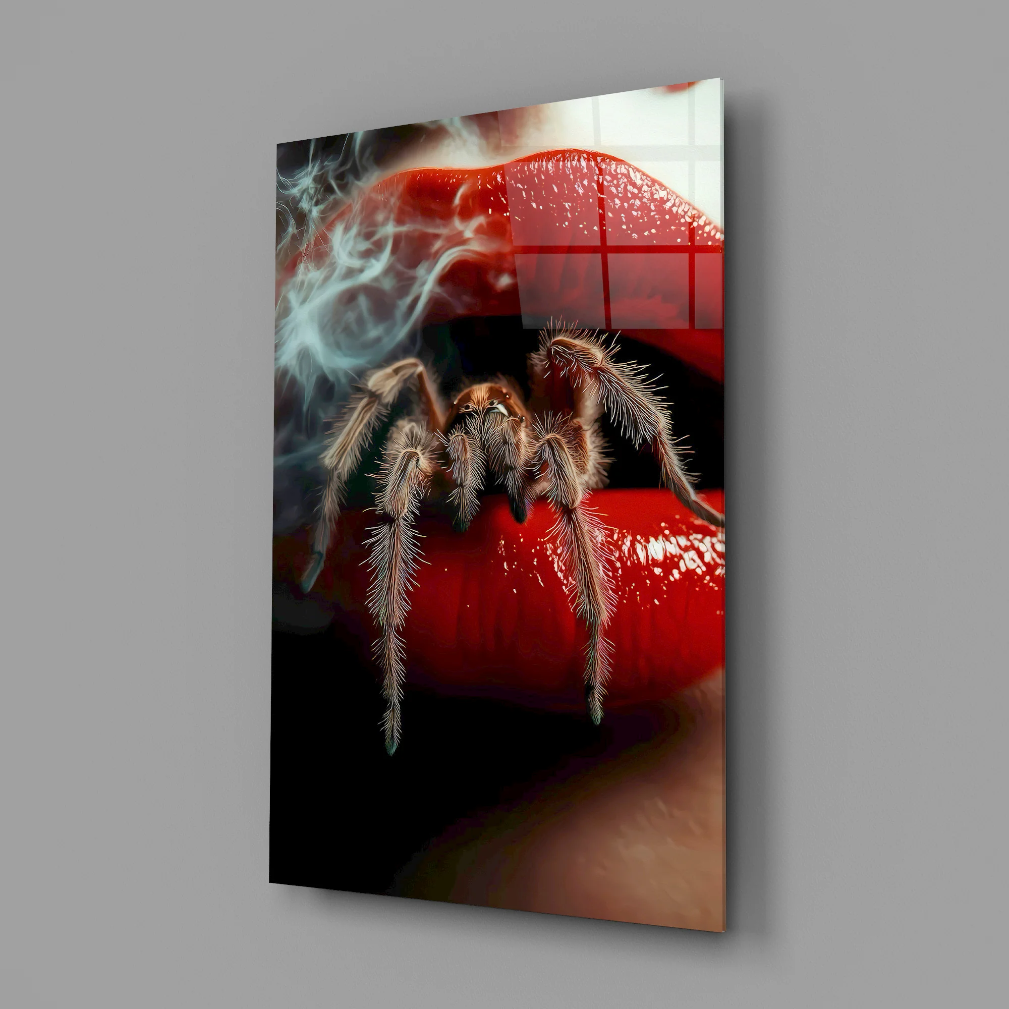 Smoky Spider on Red Glass Wall Art - Image 2