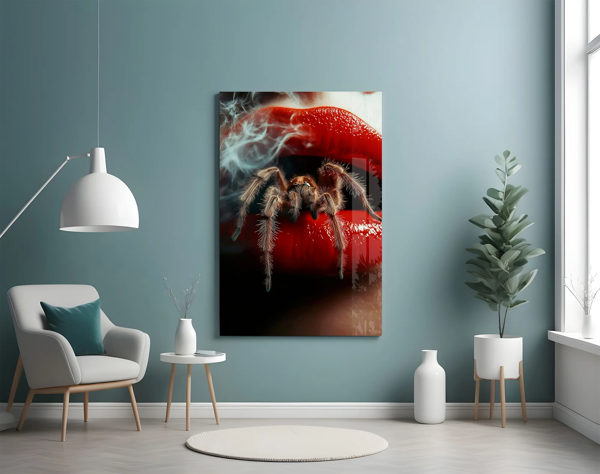 Smoky Spider on Red Glass Wall Art - Image 4