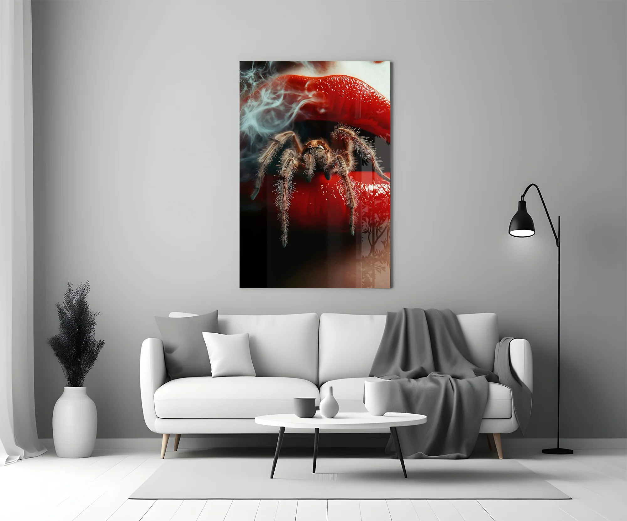 Smoky Spider on Red Glass Wall Art - Image 5