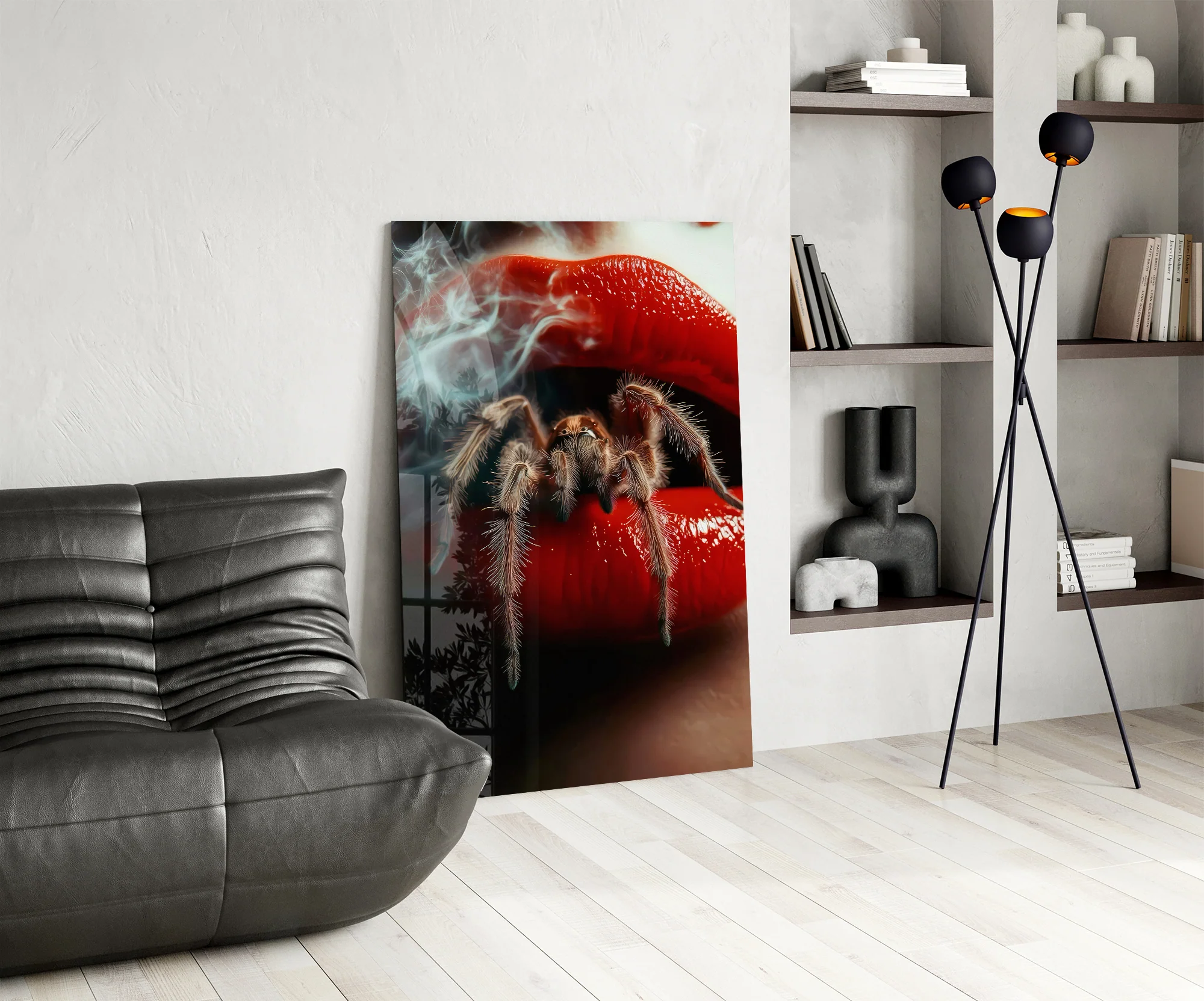 Smoky Spider on Red Glass Wall Art - Image 6