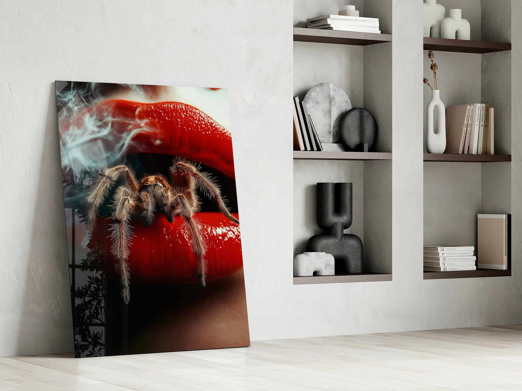 Smoky Spider on Red Glass Wall Art - Image 7