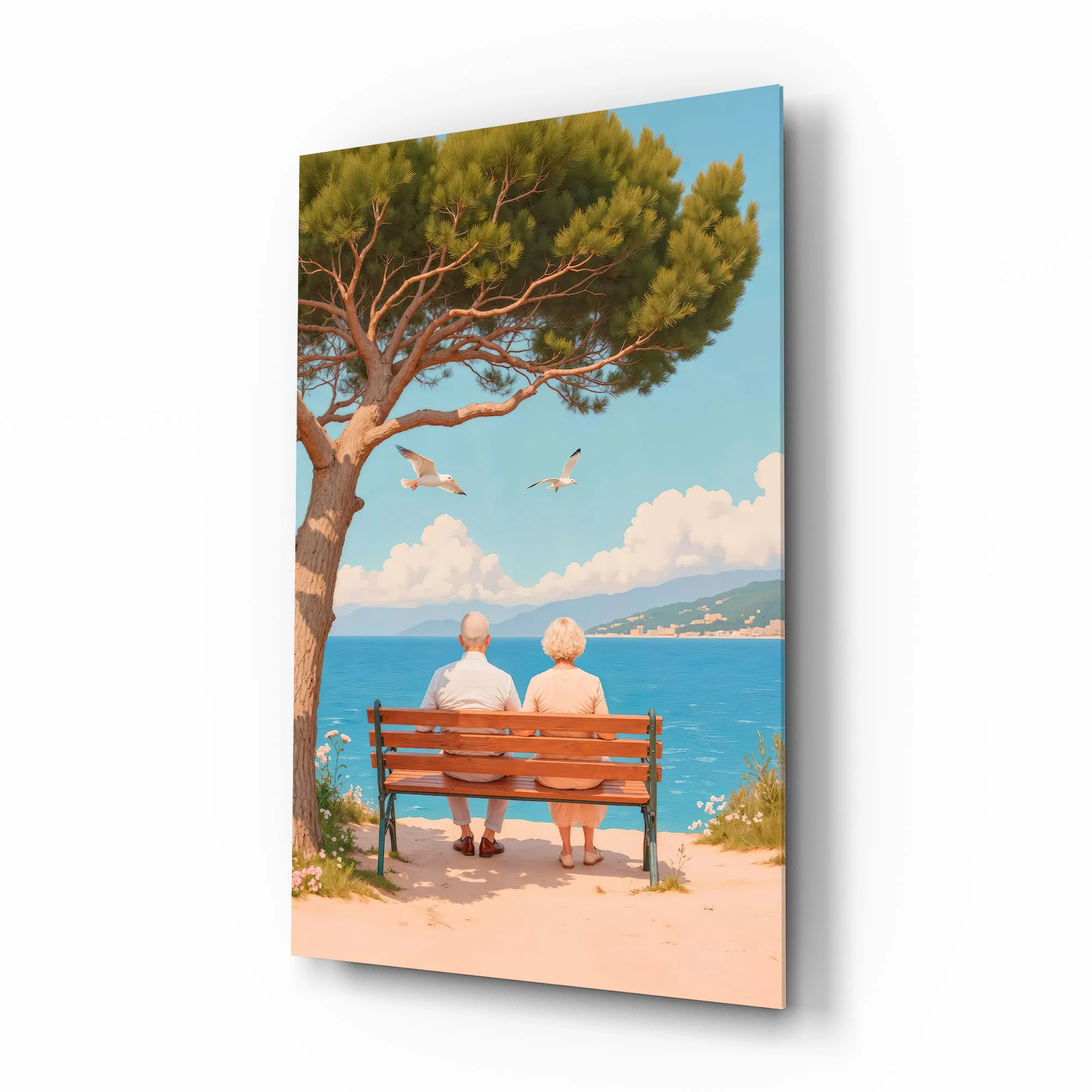 Peaceful Seaside View Glass Wall Art
