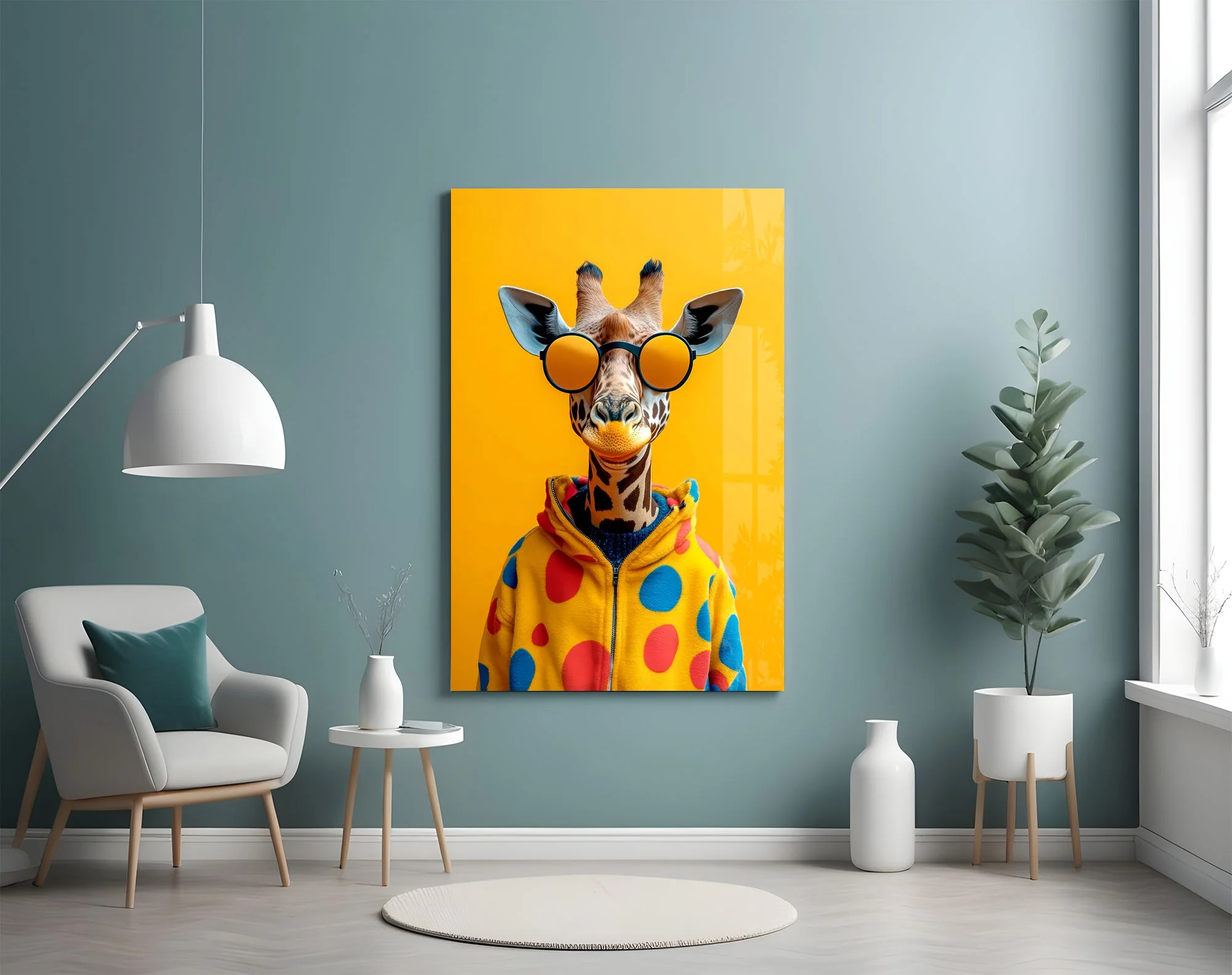 Funky Hipster Giraffe Glass Wall Art - Image 4