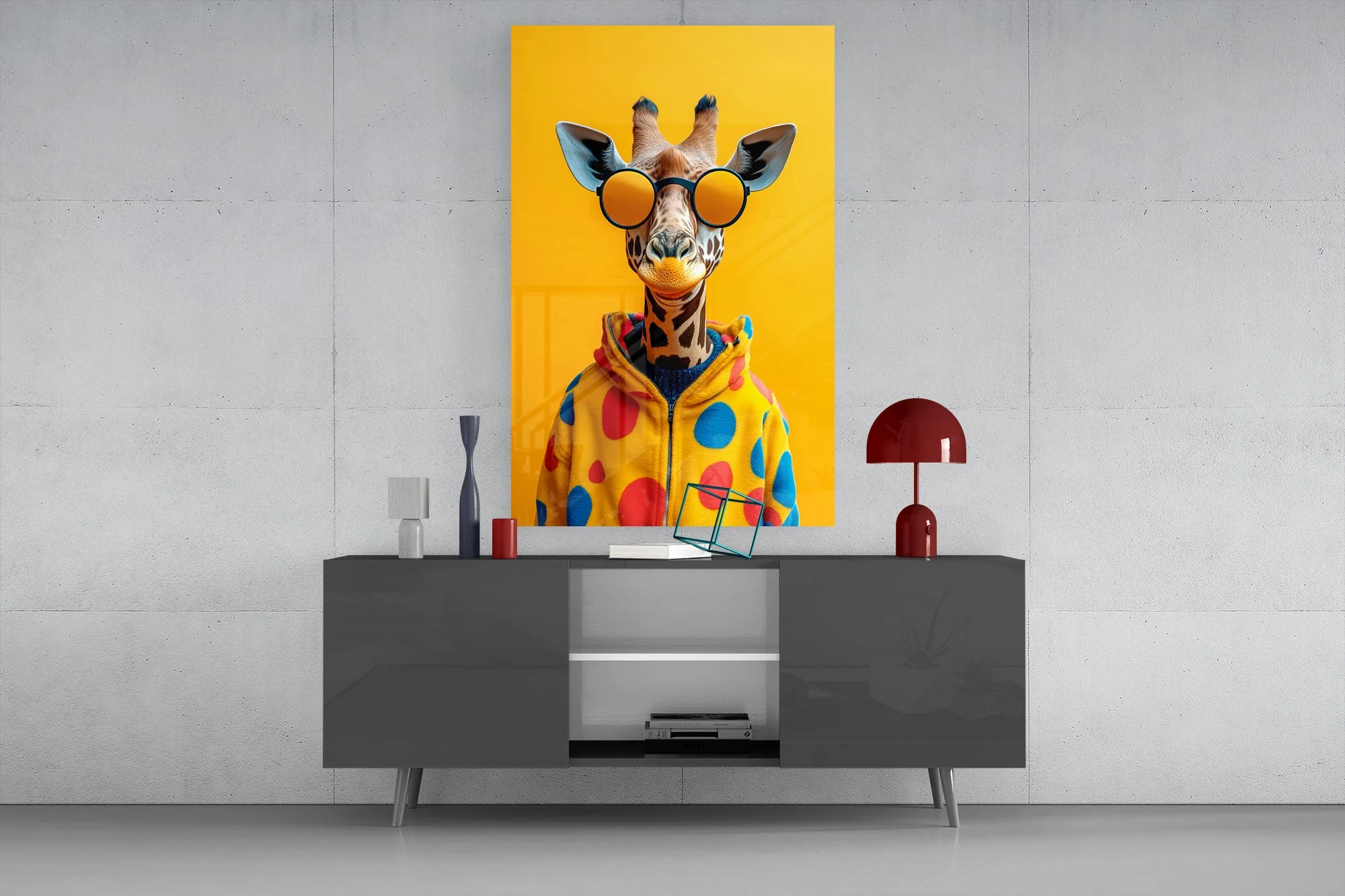 Funky Hipster Giraffe Glass Wall Art - Image 8