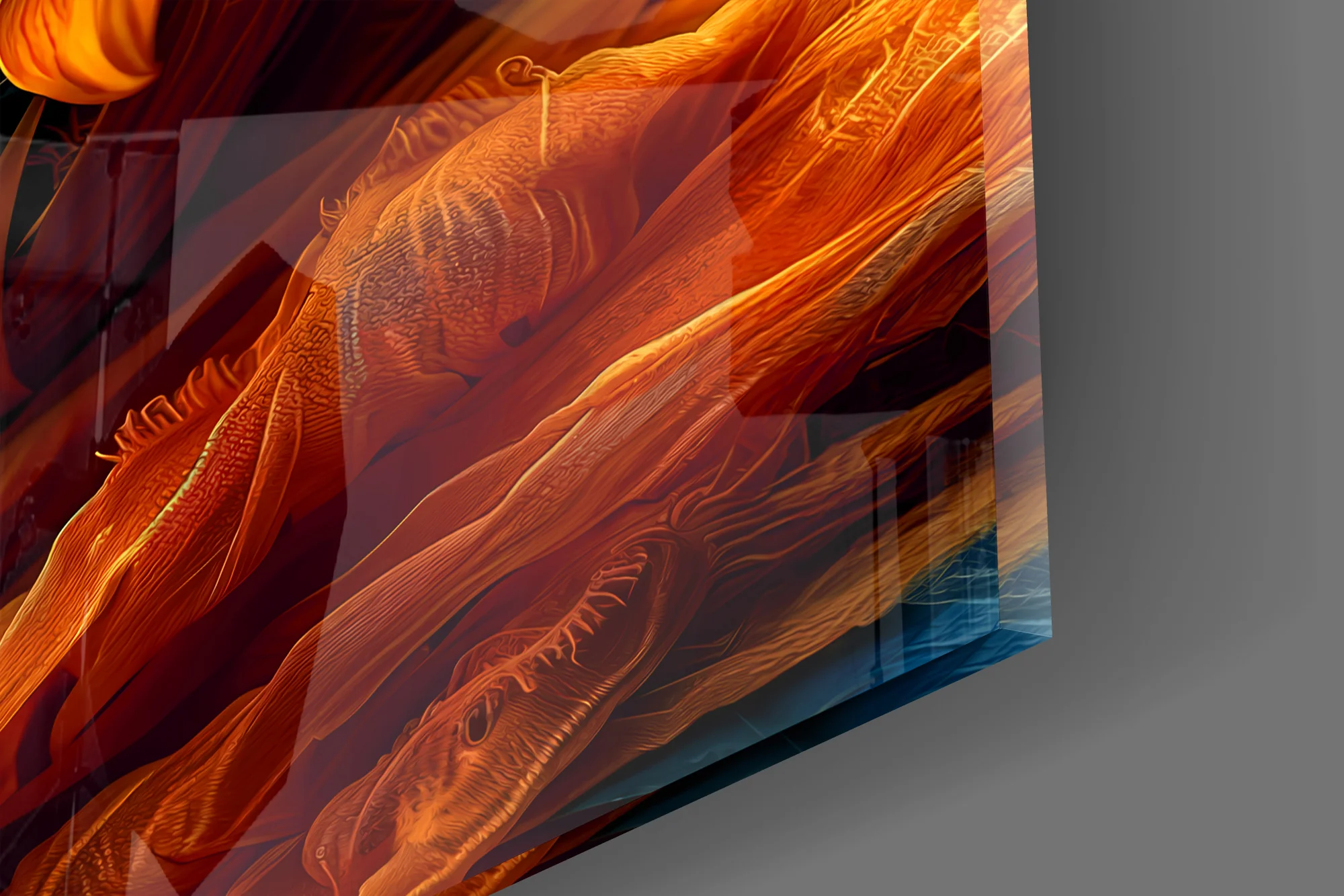 Flaming Sunflower Glass Wall Art - Image 3