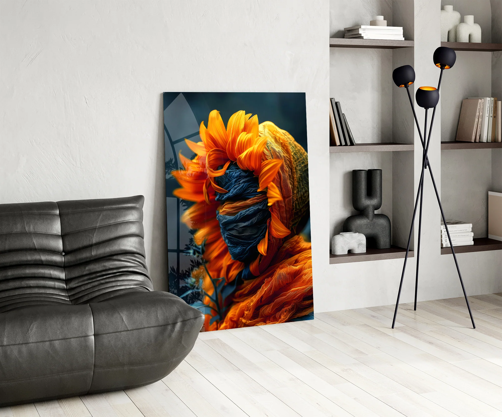 Flaming Sunflower Glass Wall Art - Image 6