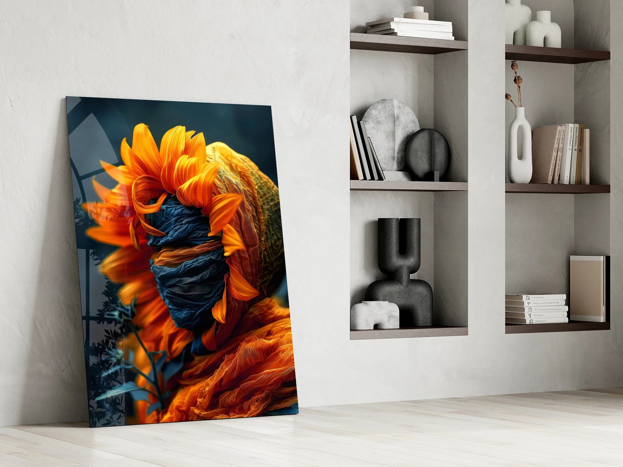 Flaming Sunflower Glass Wall Art - Image 7
