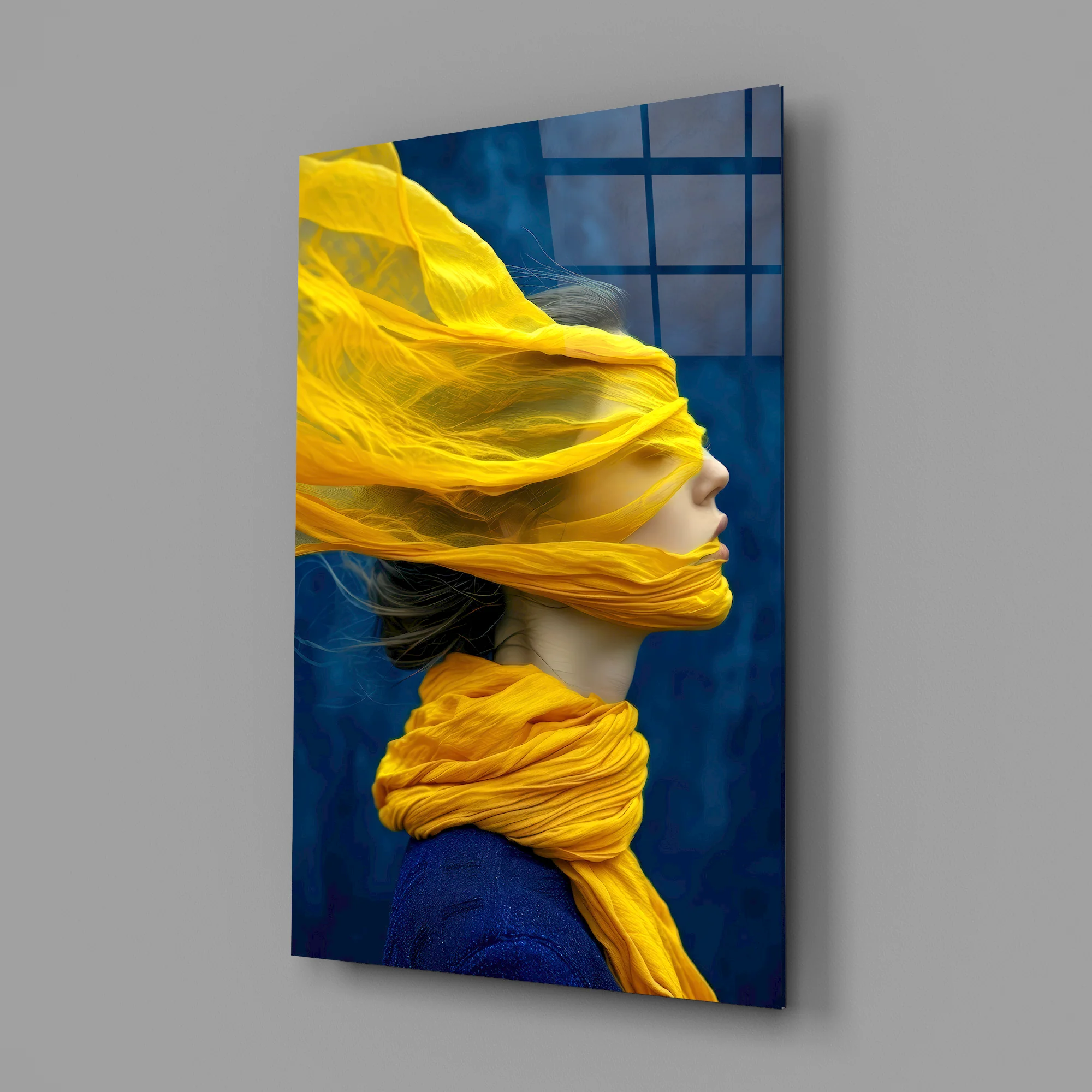 Ethereal Yellow Veil Glass Wall Art - Image 2