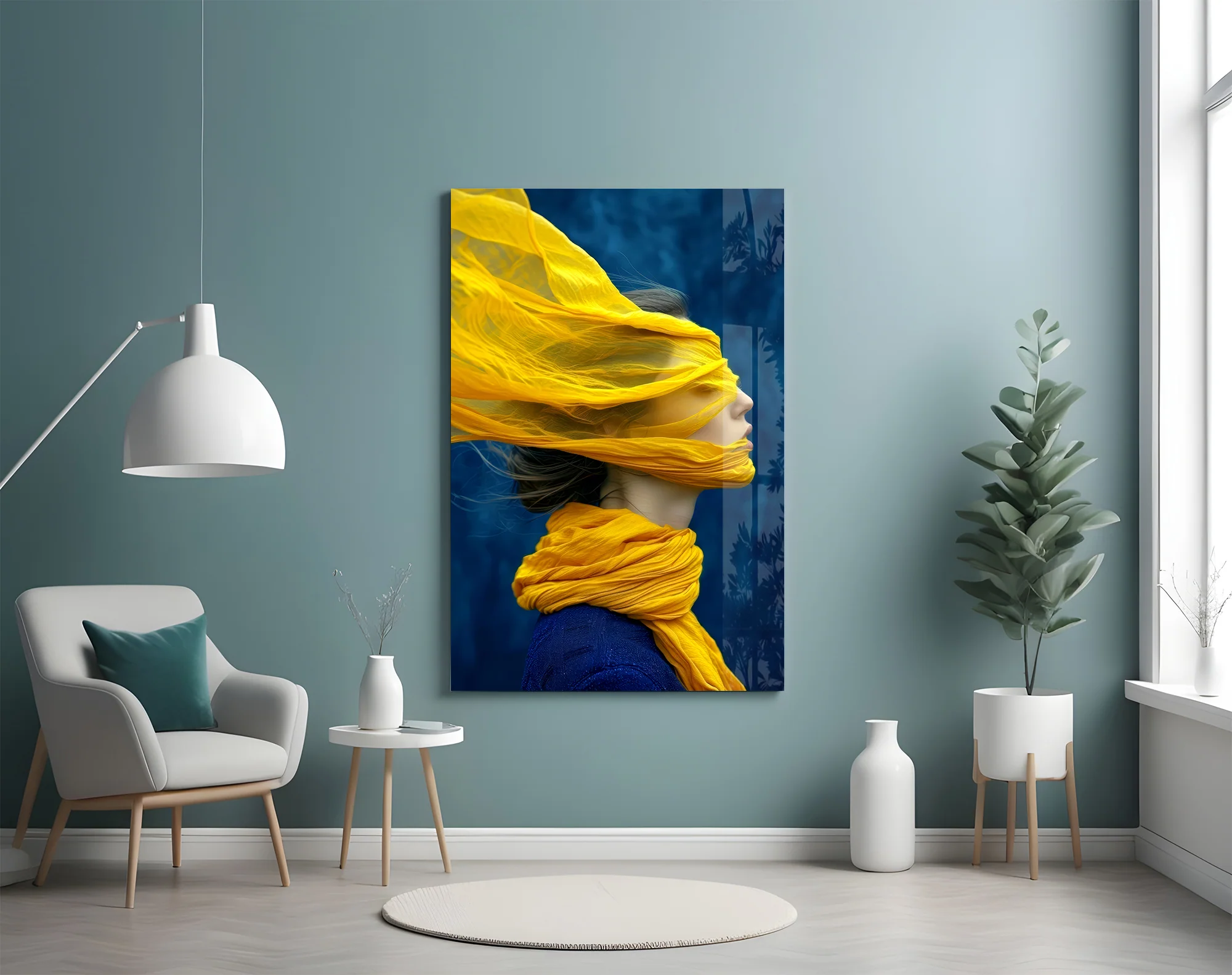 Ethereal Yellow Veil Glass Wall Art - Image 4