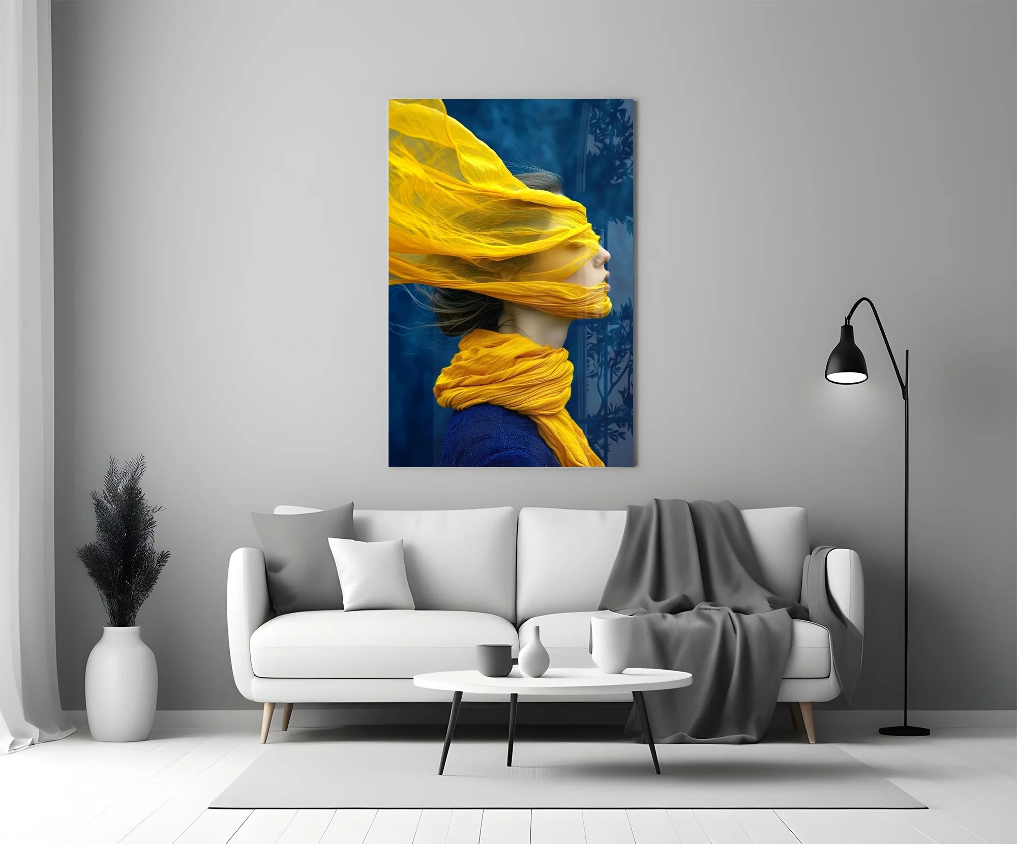 Ethereal Yellow Veil Glass Wall Art - Image 5