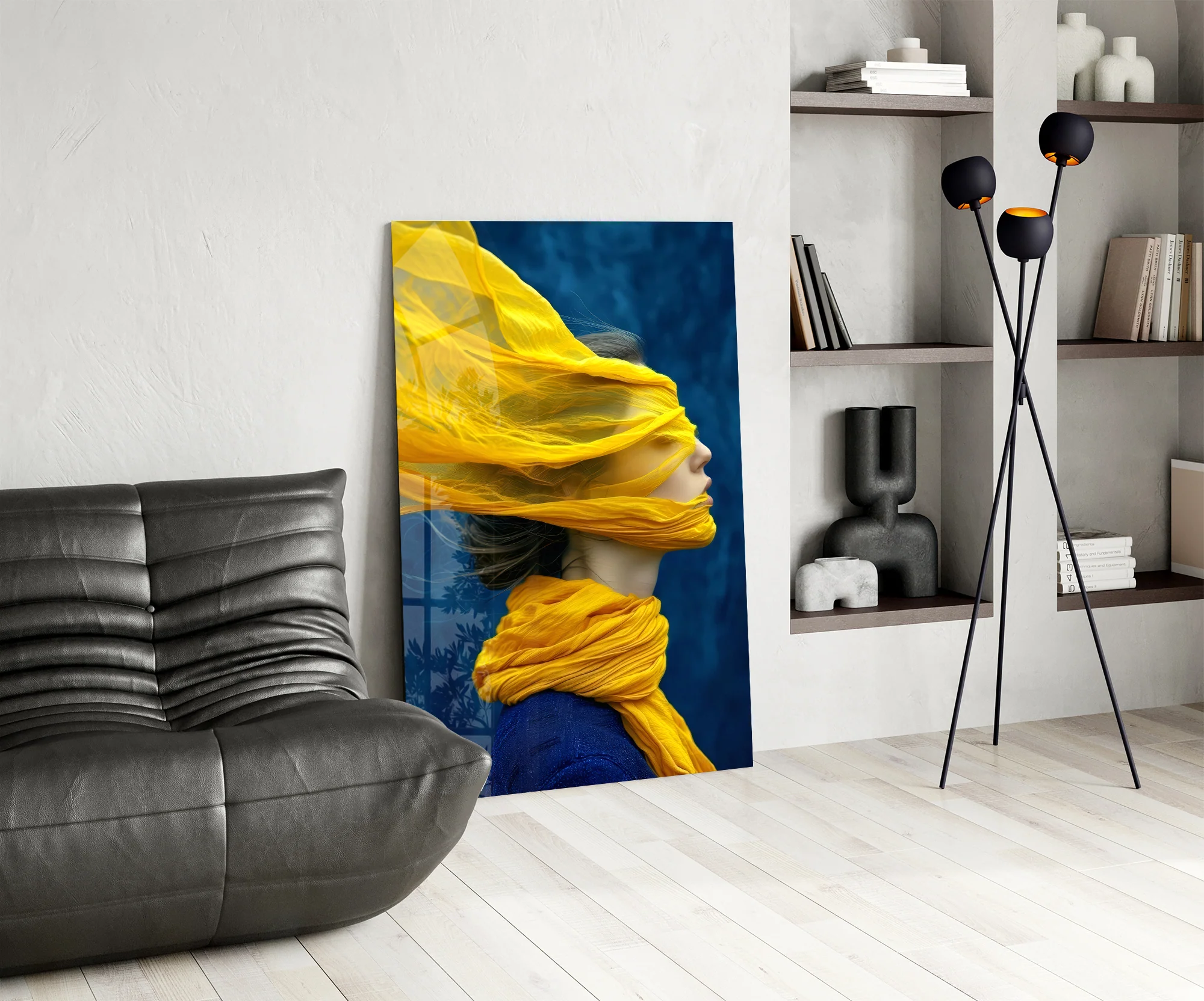 Ethereal Yellow Veil Glass Wall Art - Image 6