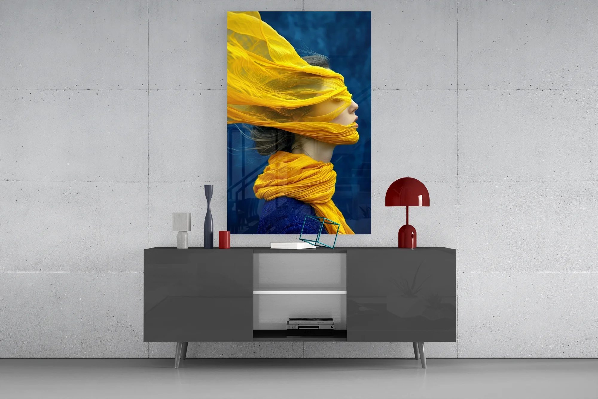 Ethereal Yellow Veil Glass Wall Art - Image 8