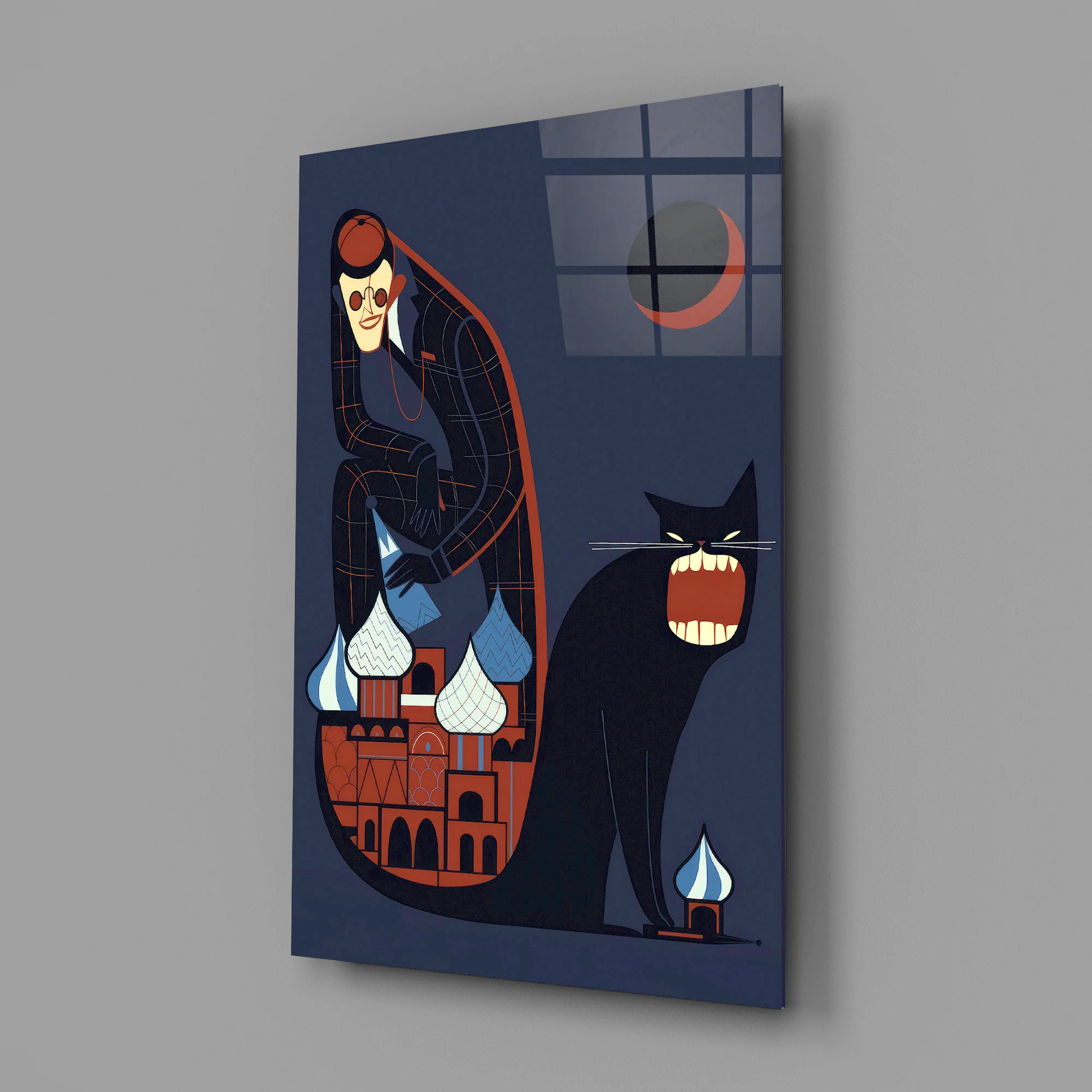 Mystic Cat and Architect Glass Wall Art - Image 2