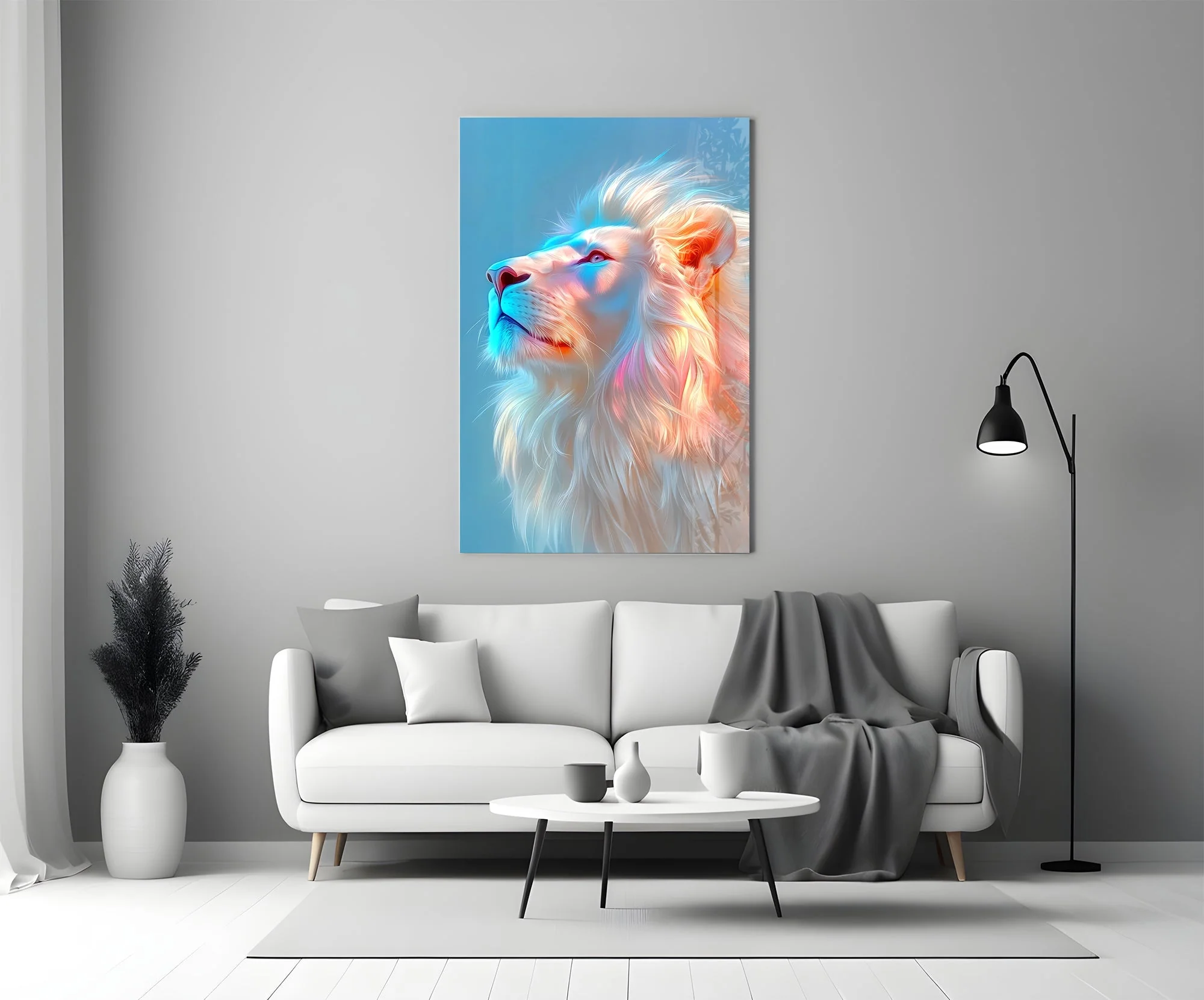 Majestic Neon Lion Glass Wall Art - Image 5