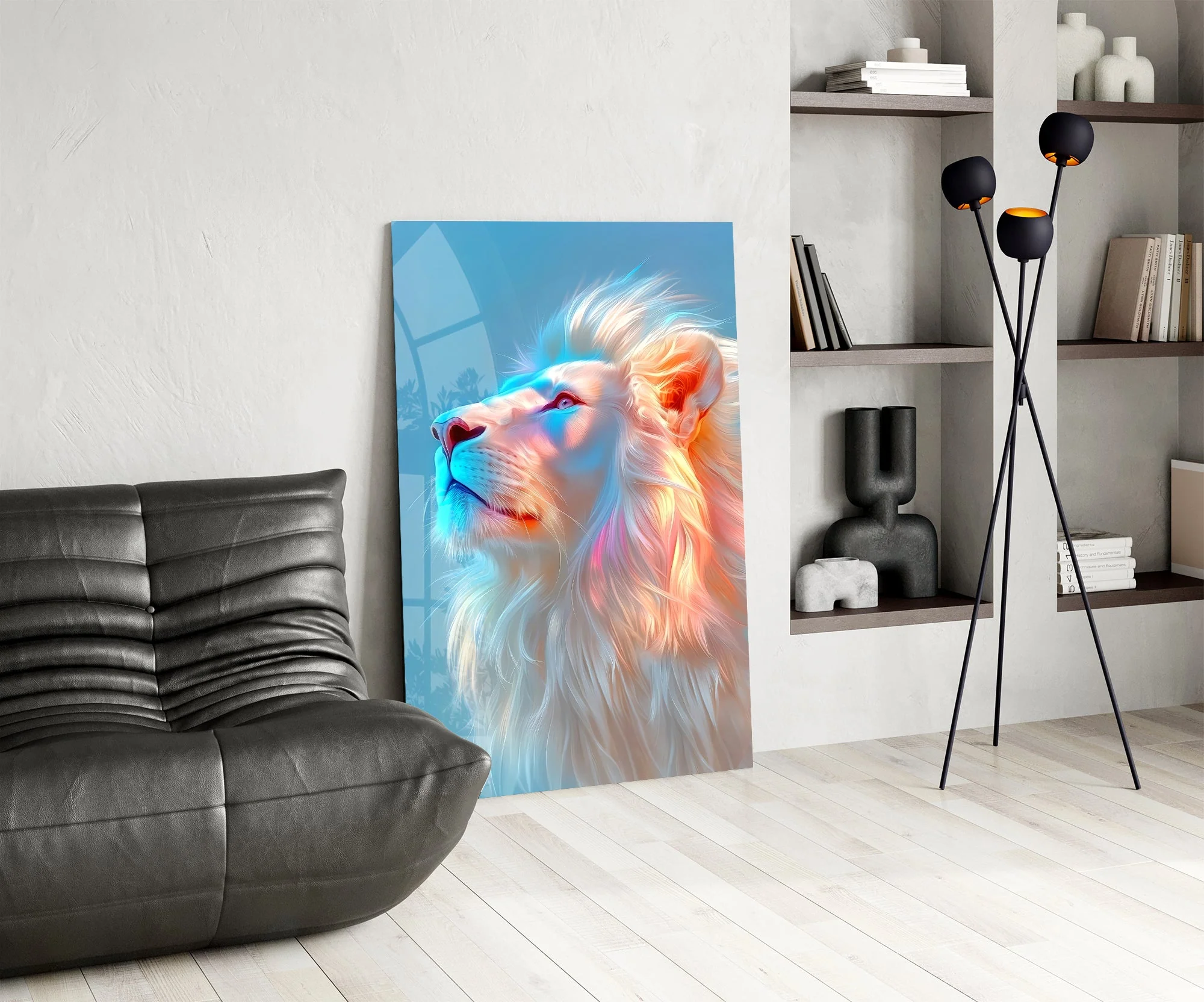 Majestic Neon Lion Glass Wall Art - Image 6