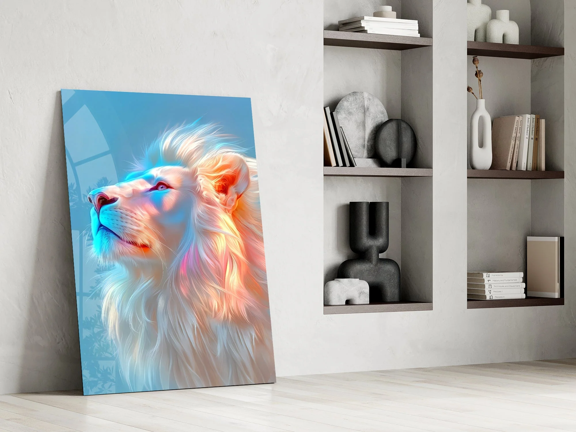 Majestic Neon Lion Glass Wall Art - Image 7