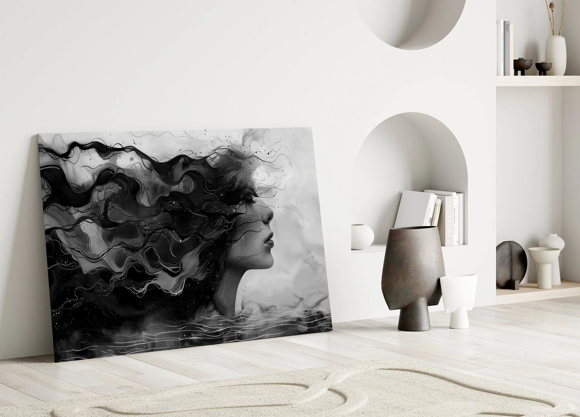 Noir Silhouette Flow Glass Wall Art - Image 5