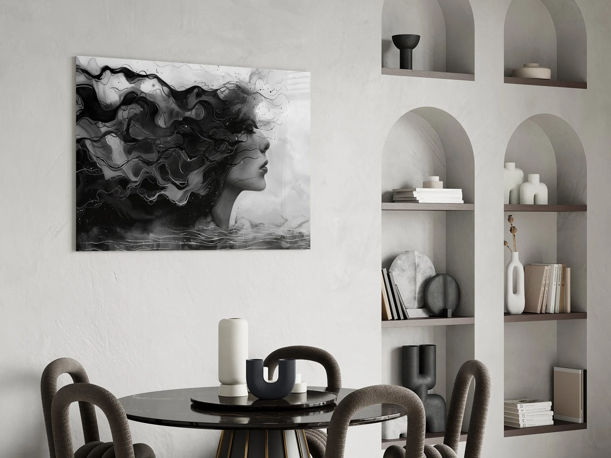 Noir Silhouette Flow Glass Wall Art - Image 6
