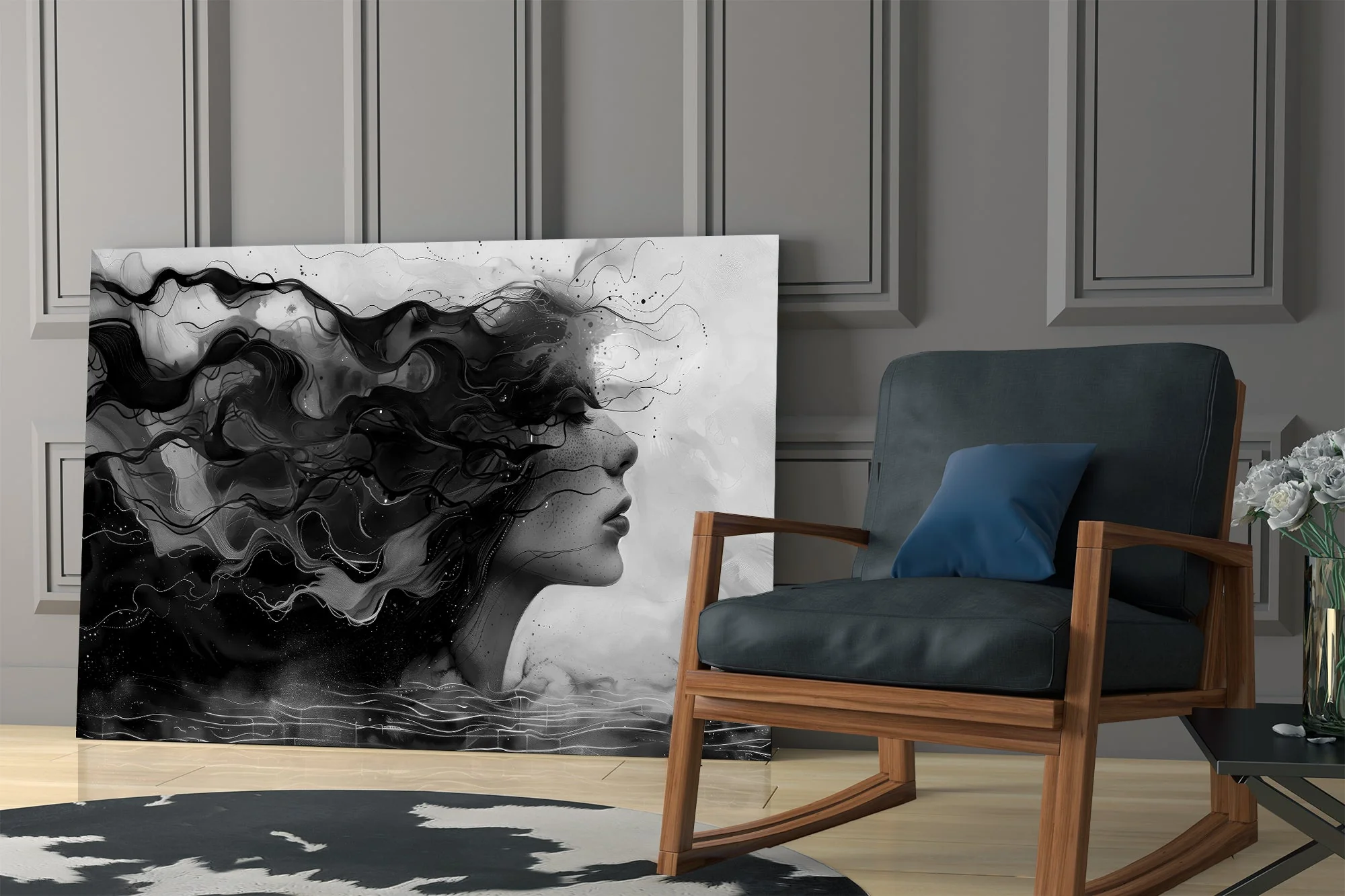 Noir Silhouette Flow Glass Wall Art - Image 7