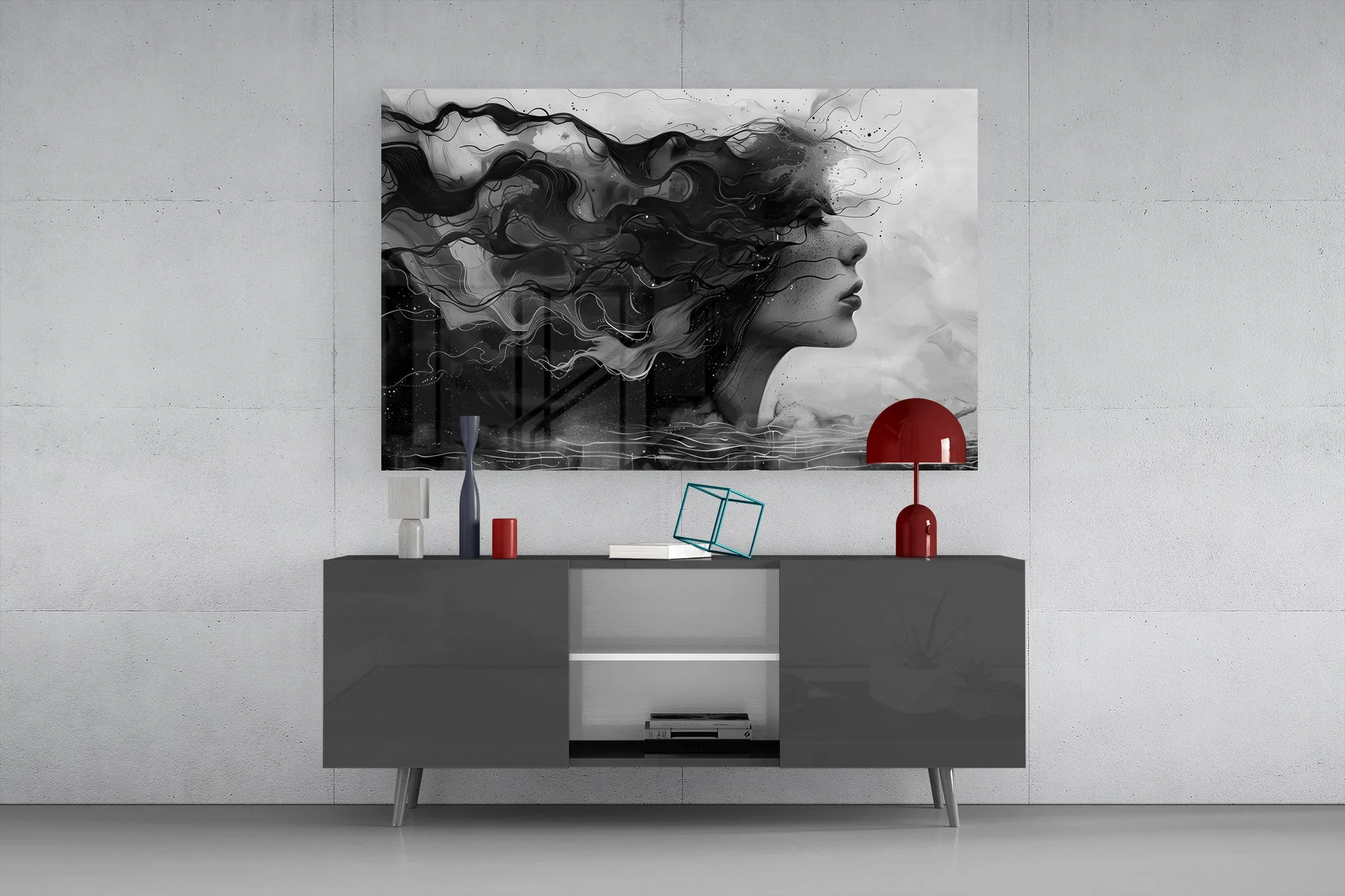 Noir Silhouette Flow Glass Wall Art - Image 8