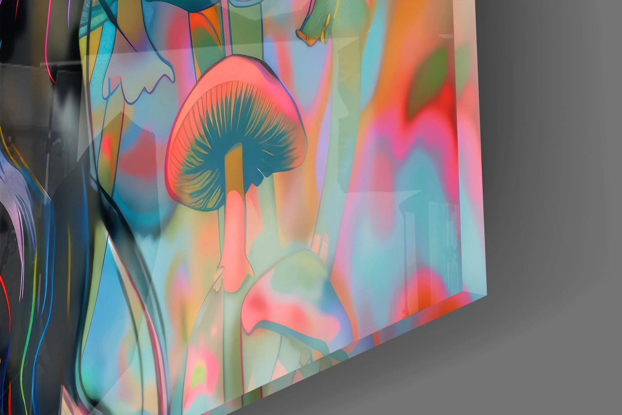 Psychedelic Mushroom Dream Glass Wall Art - Image 3
