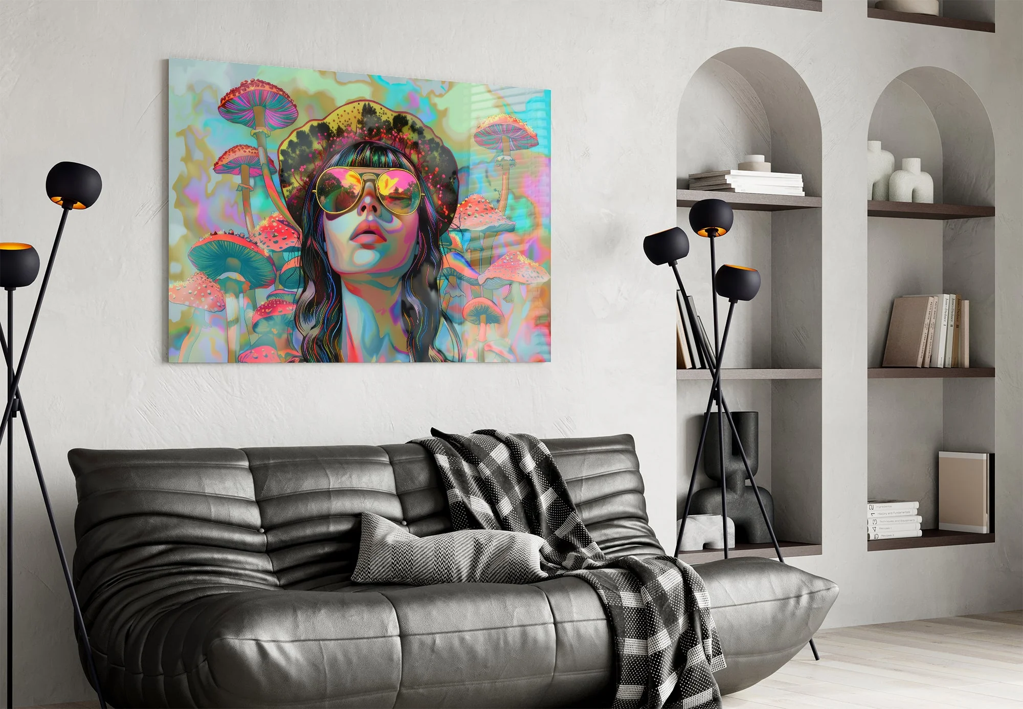 Psychedelic Mushroom Dream Glass Wall Art - Image 4