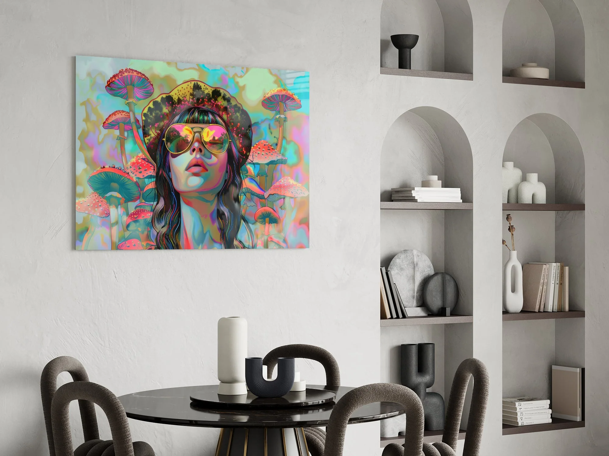 Psychedelic Mushroom Dream Glass Wall Art - Image 6