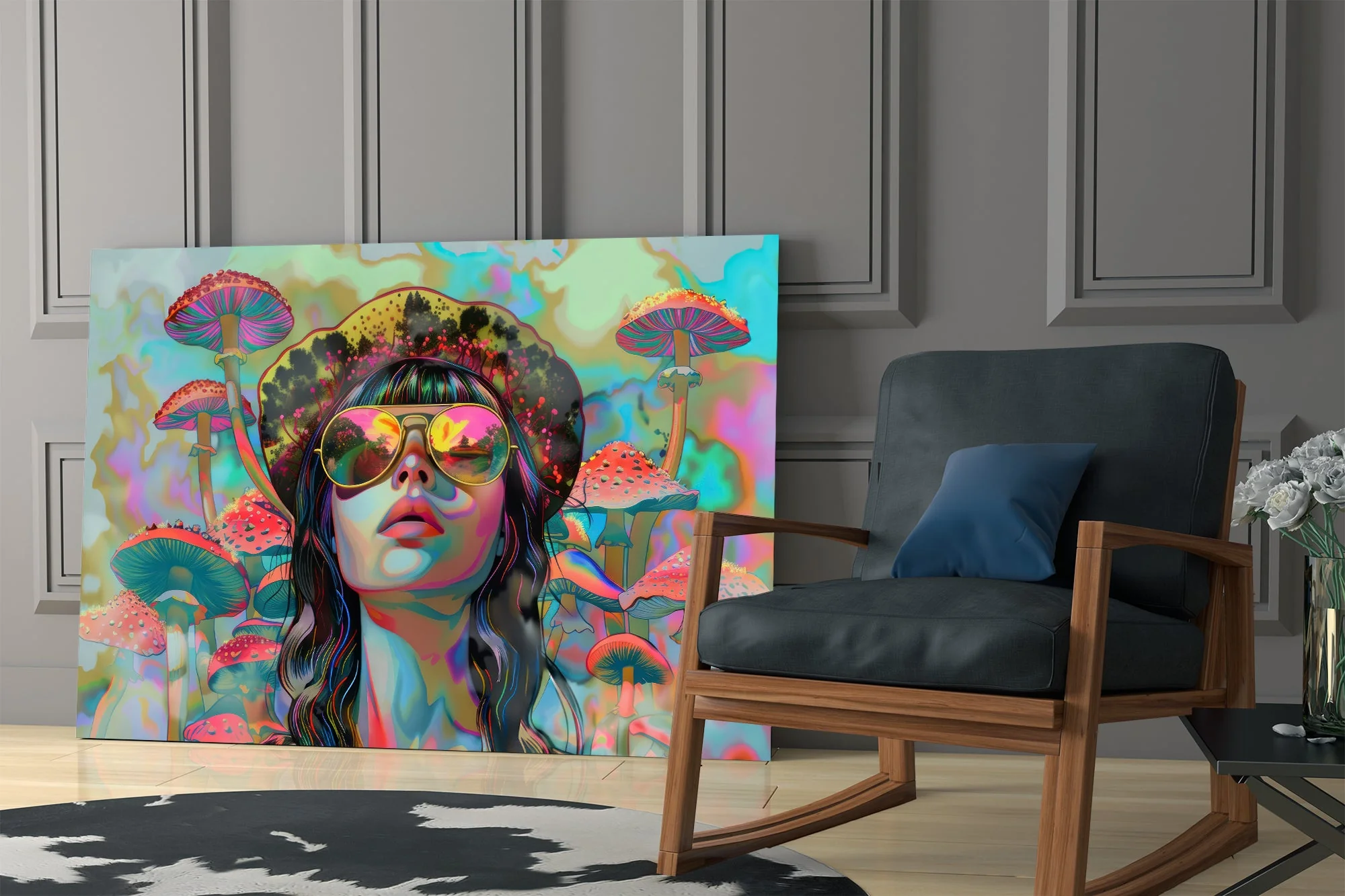 Psychedelic Mushroom Dream Glass Wall Art - Image 7