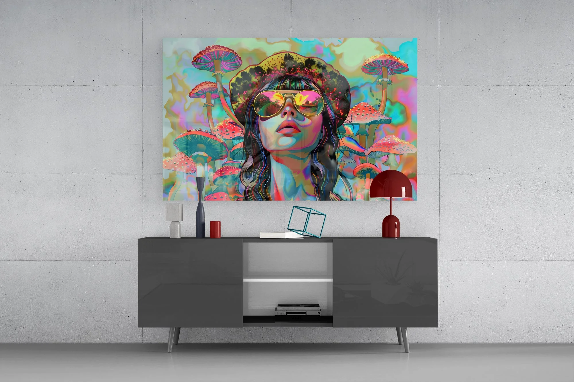 Psychedelic Mushroom Dream Glass Wall Art - Image 8