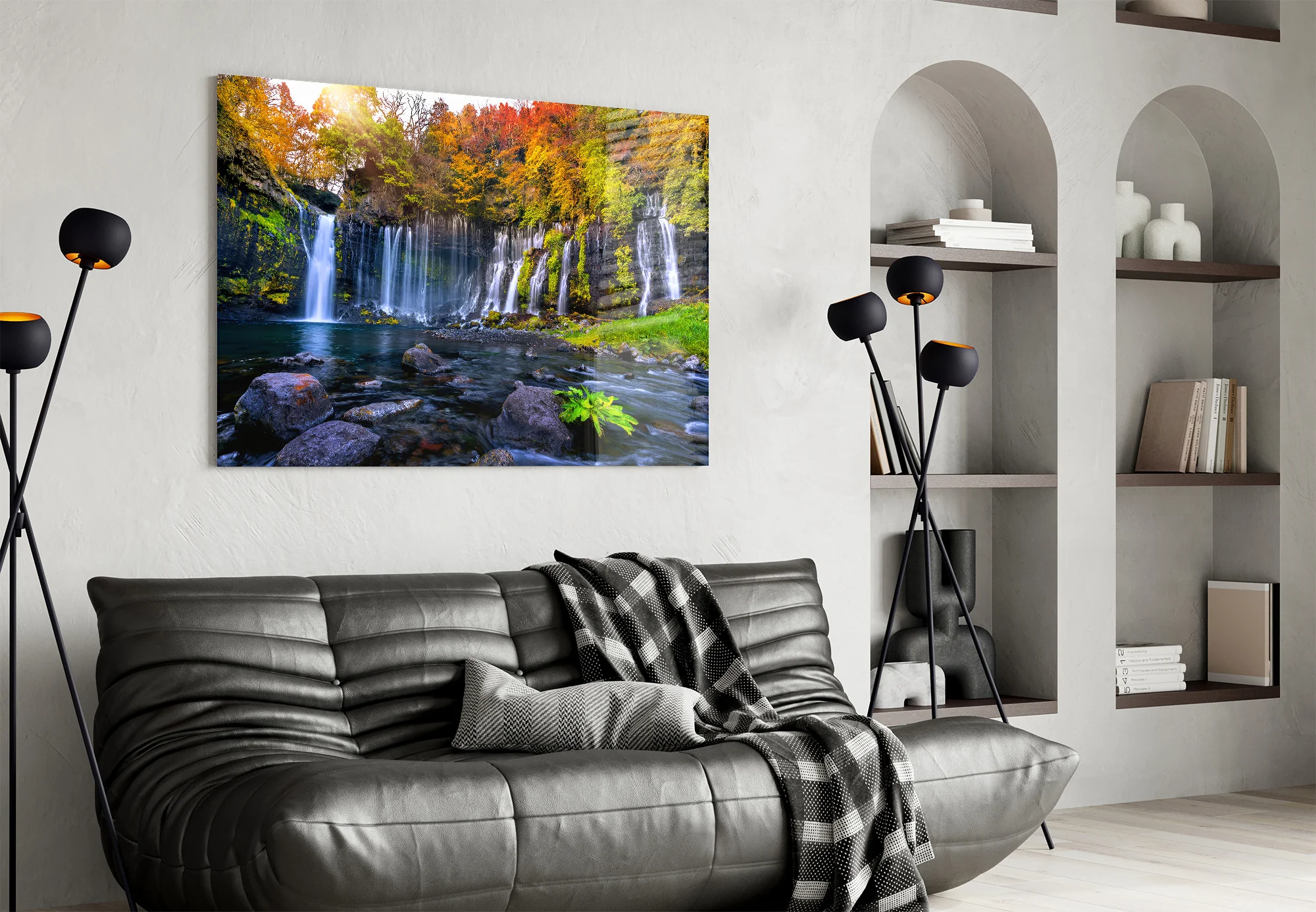 Autumn Waterfall Serenity Glass Wall Art - Image 4