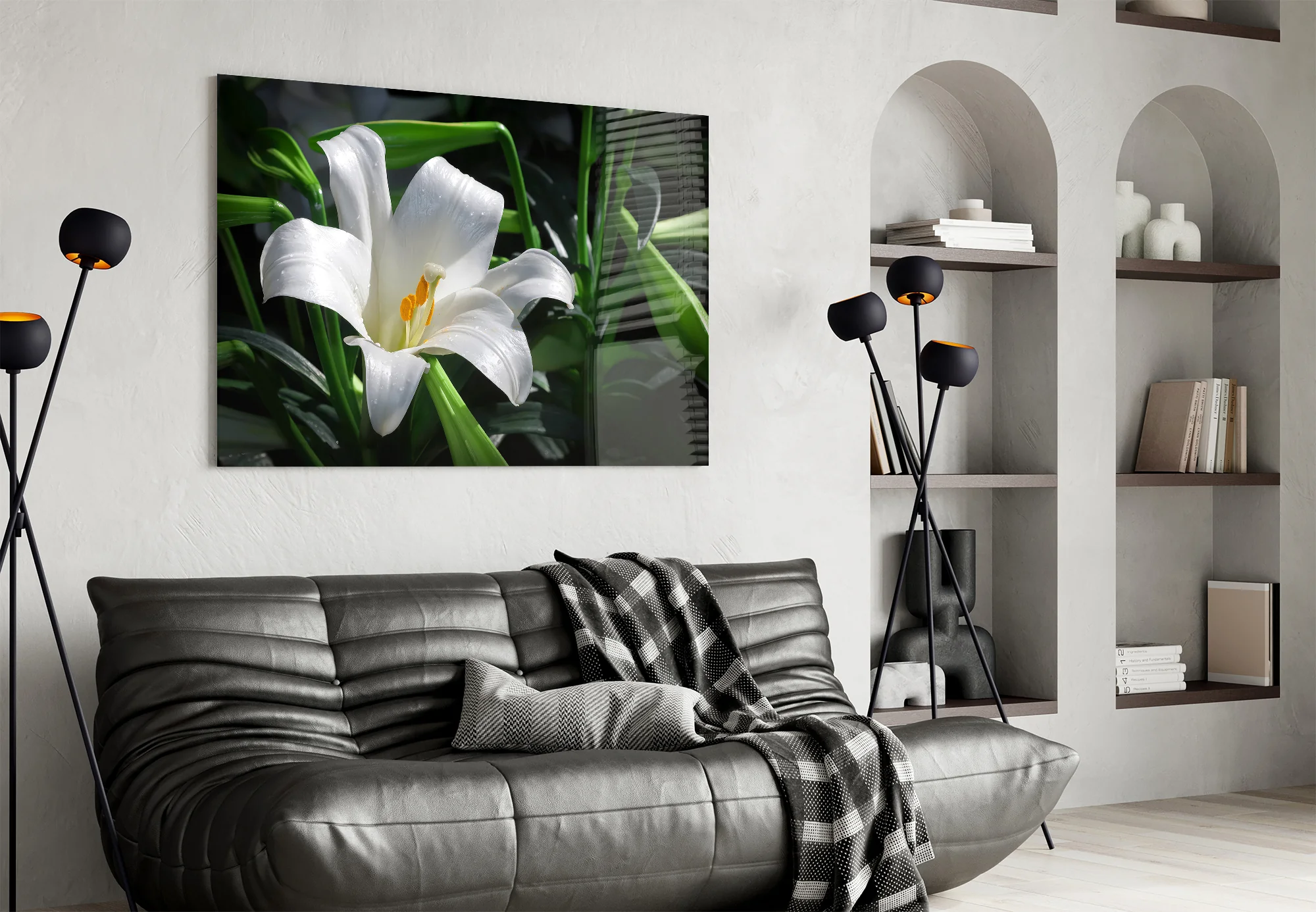 Elegant White Lily Glass Wall Art - Image 4