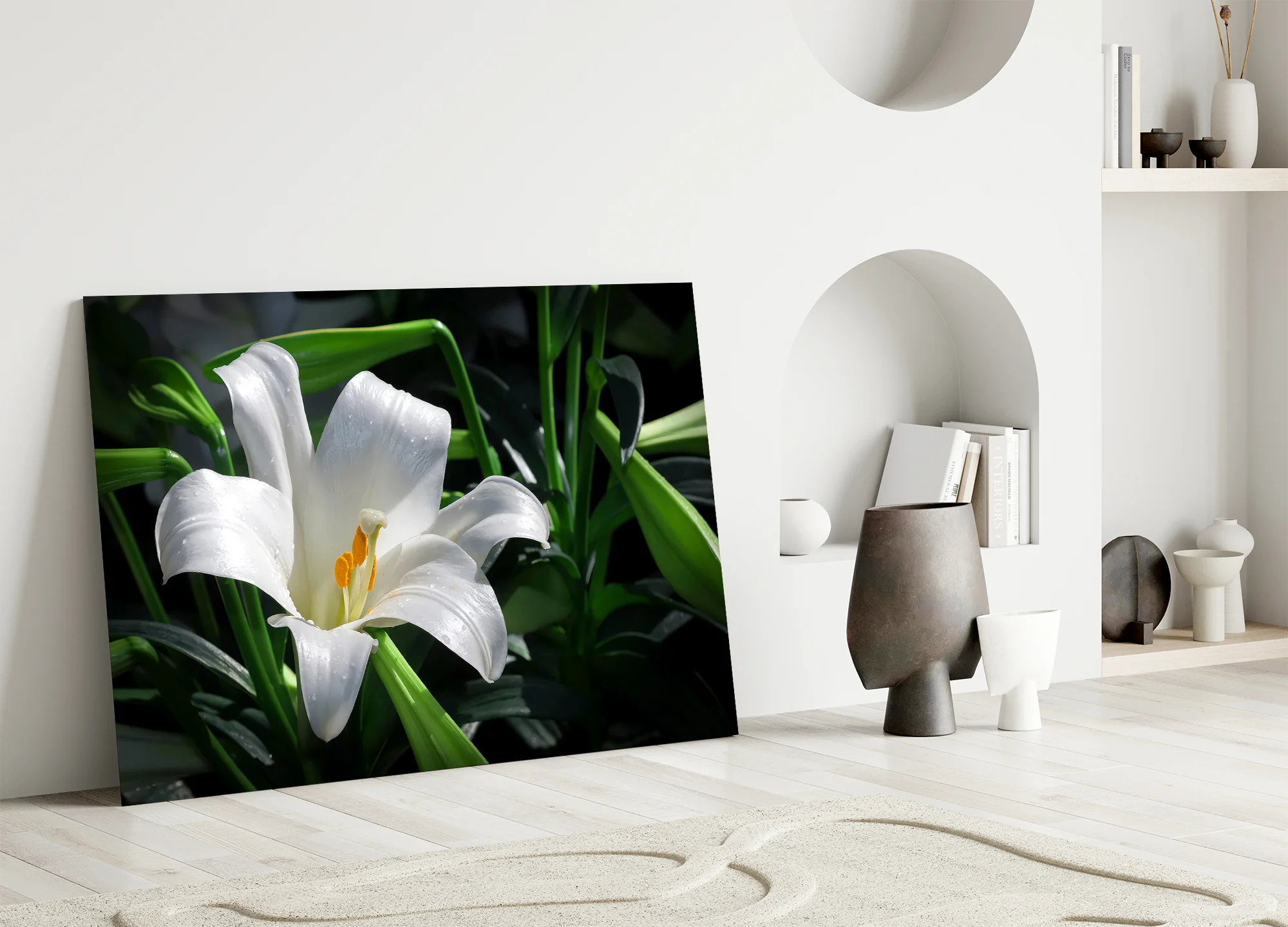 Elegant White Lily Glass Wall Art - Image 5