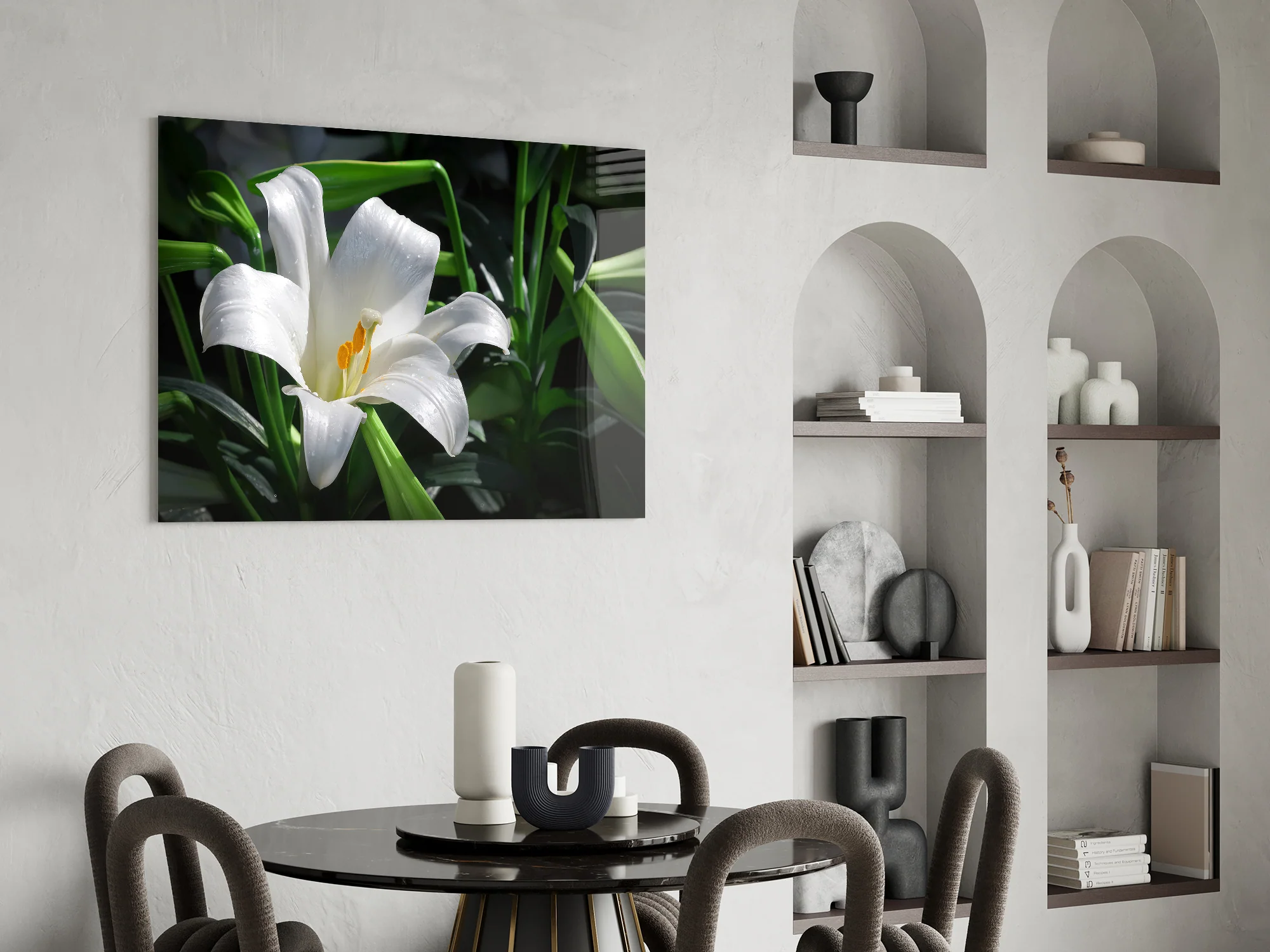 Elegant White Lily Glass Wall Art - Image 6