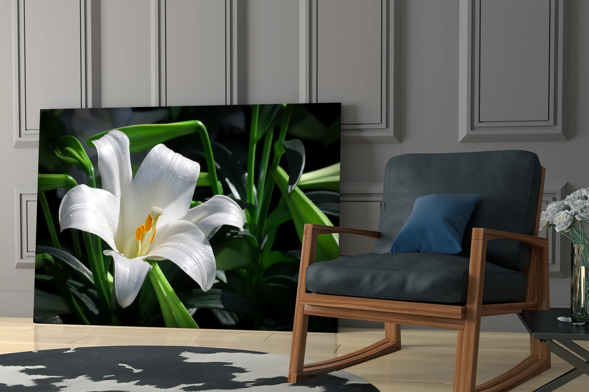 Elegant White Lily Glass Wall Art - Image 7