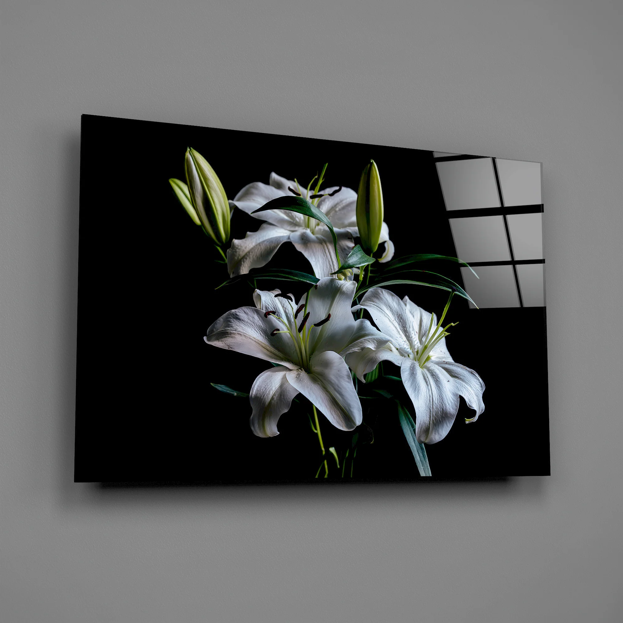 Elegant Lily Bloom Glass Wall Art - Image 2