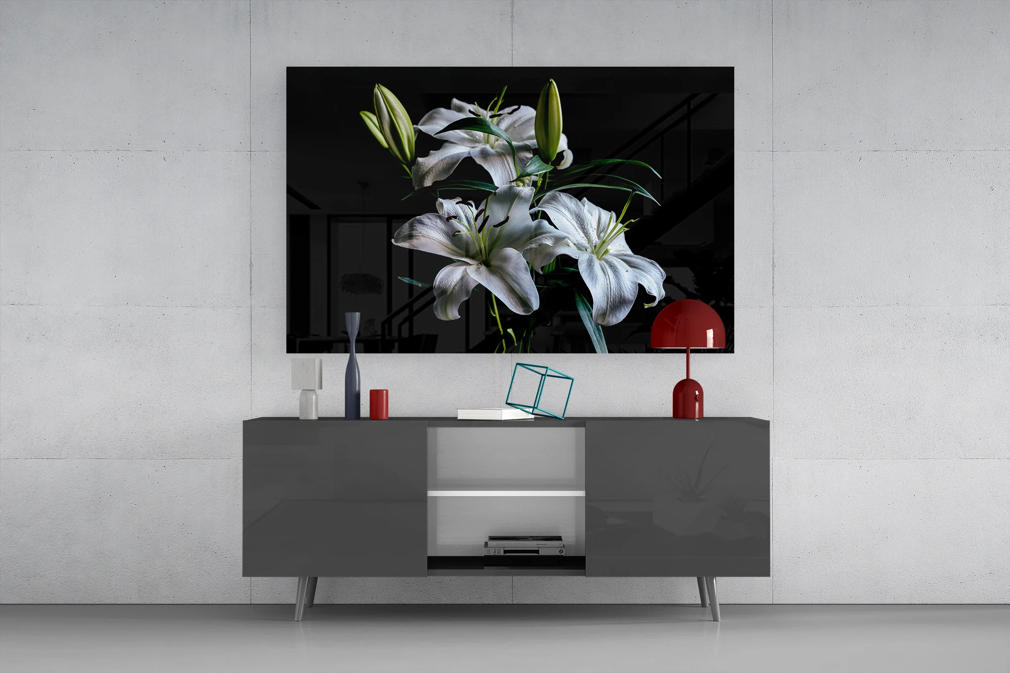 Elegant Lily Bloom Glass Wall Art - Image 8