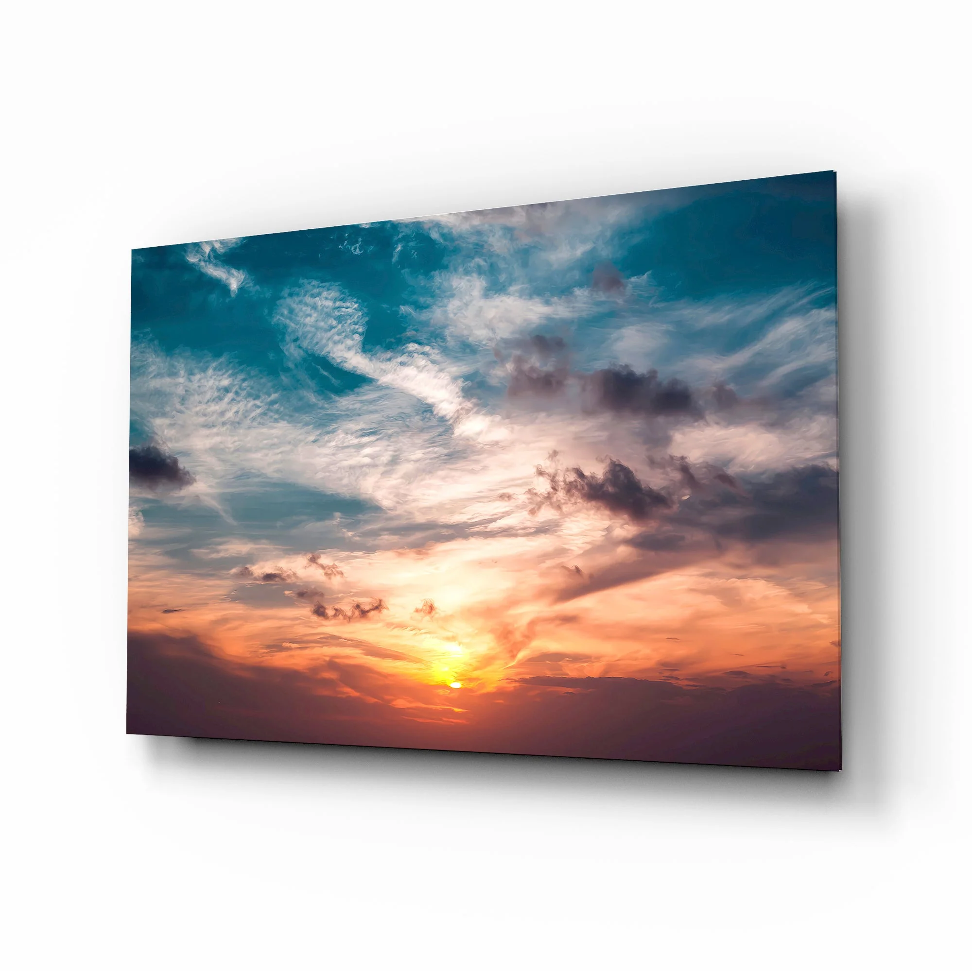 Fiery Twilight Horizon Glass Wall Art