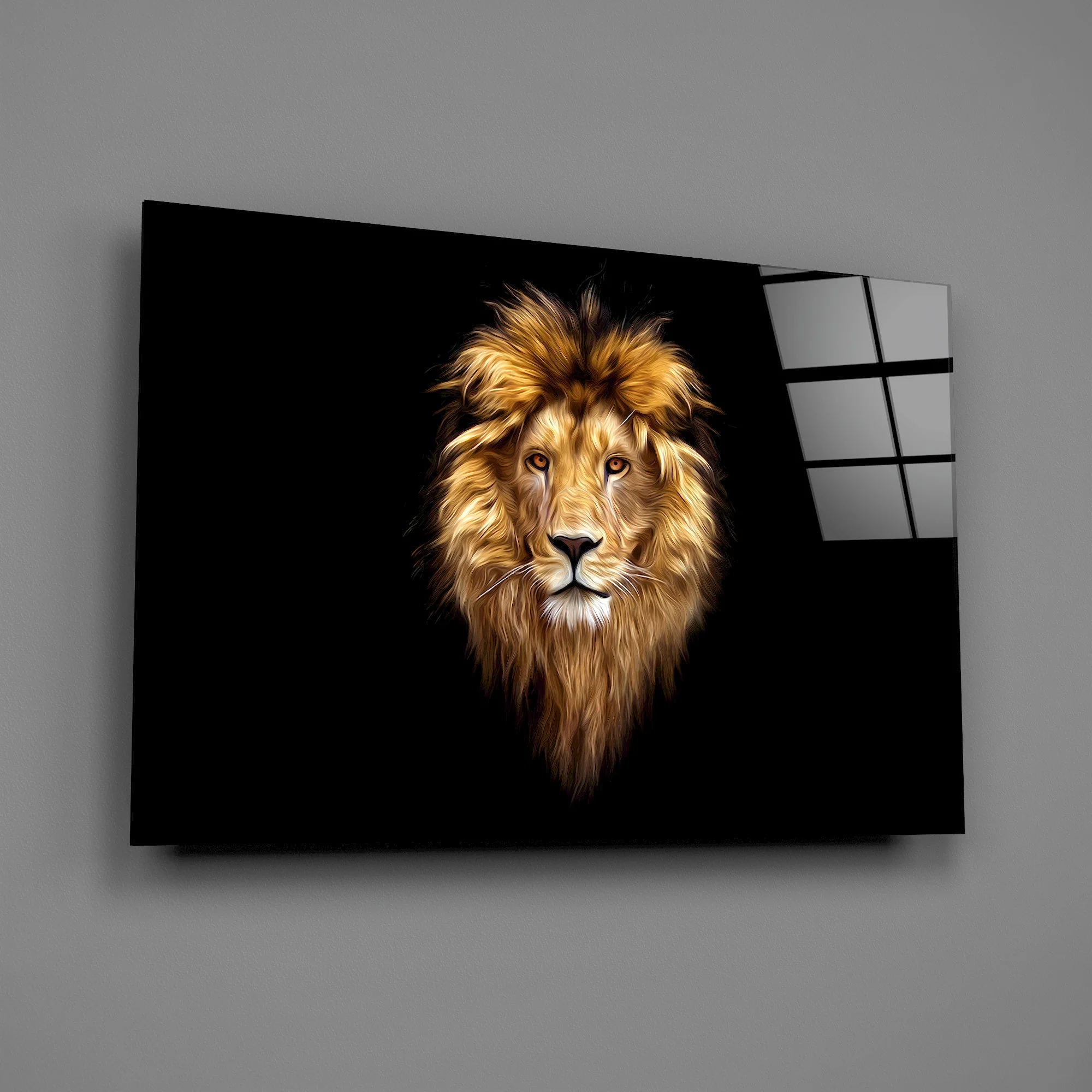 Majestic Golden Lion Glass Wall Art - Image 2