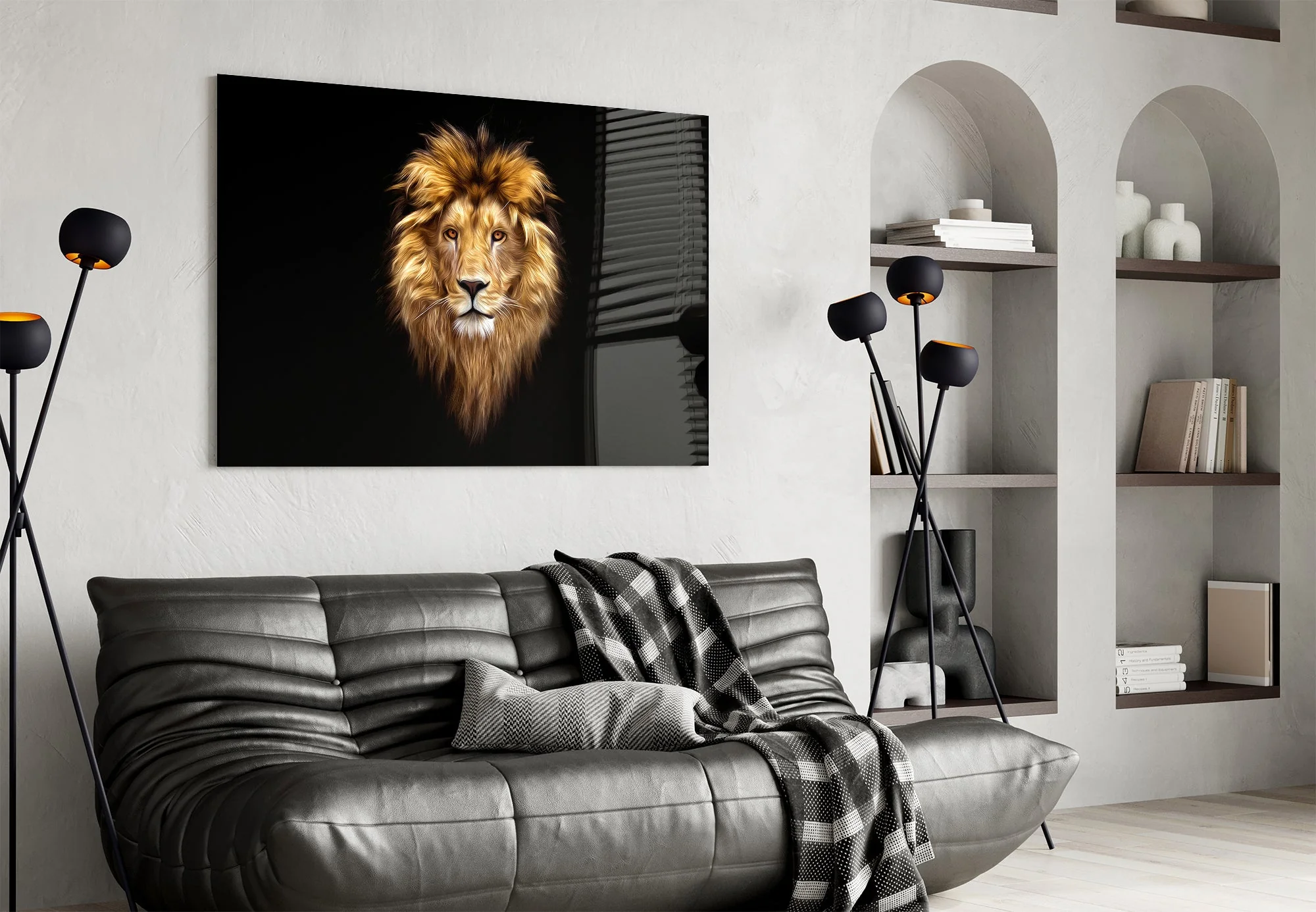 Majestic Golden Lion Glass Wall Art - Image 4