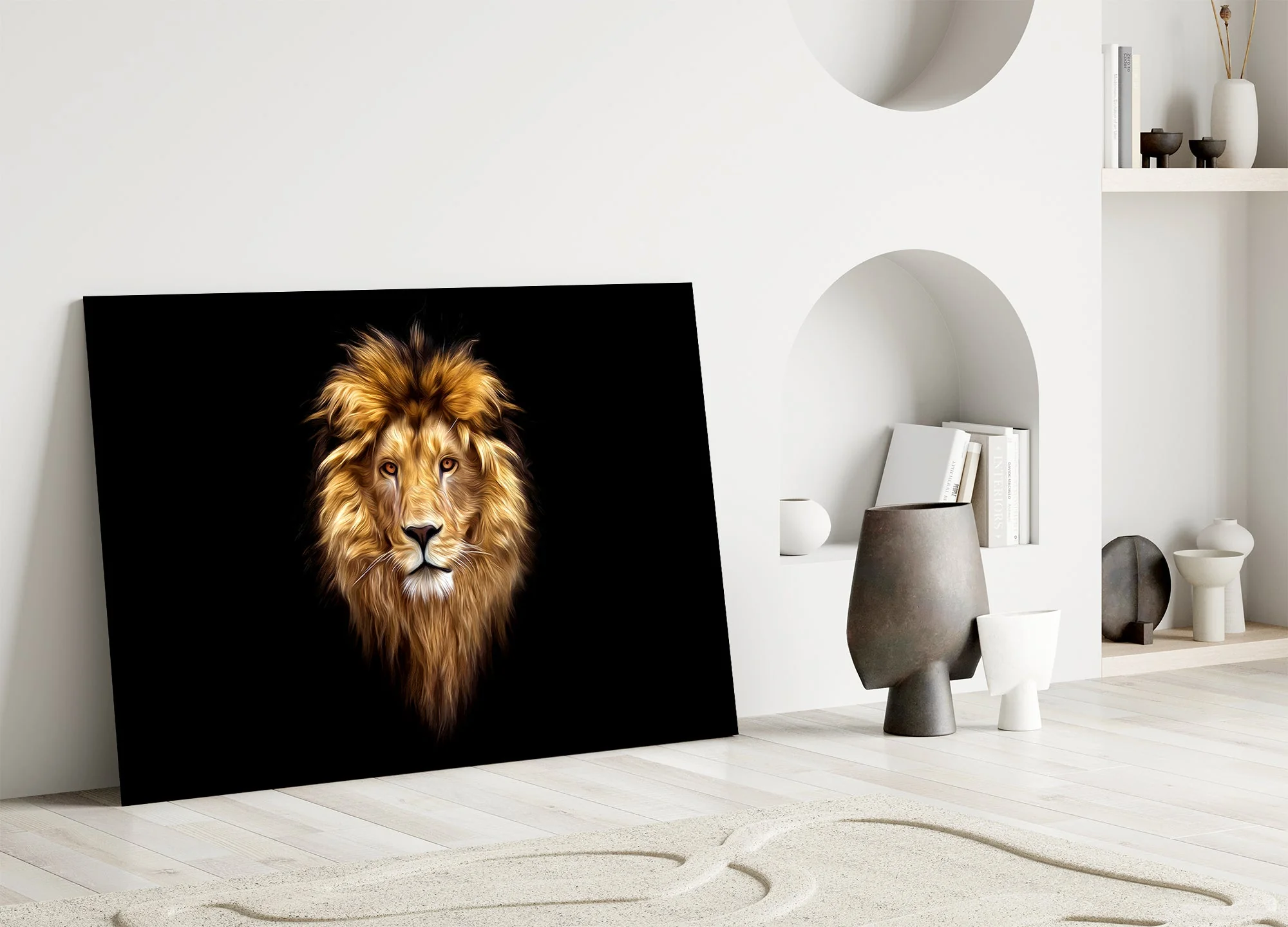 Majestic Golden Lion Glass Wall Art - Image 5