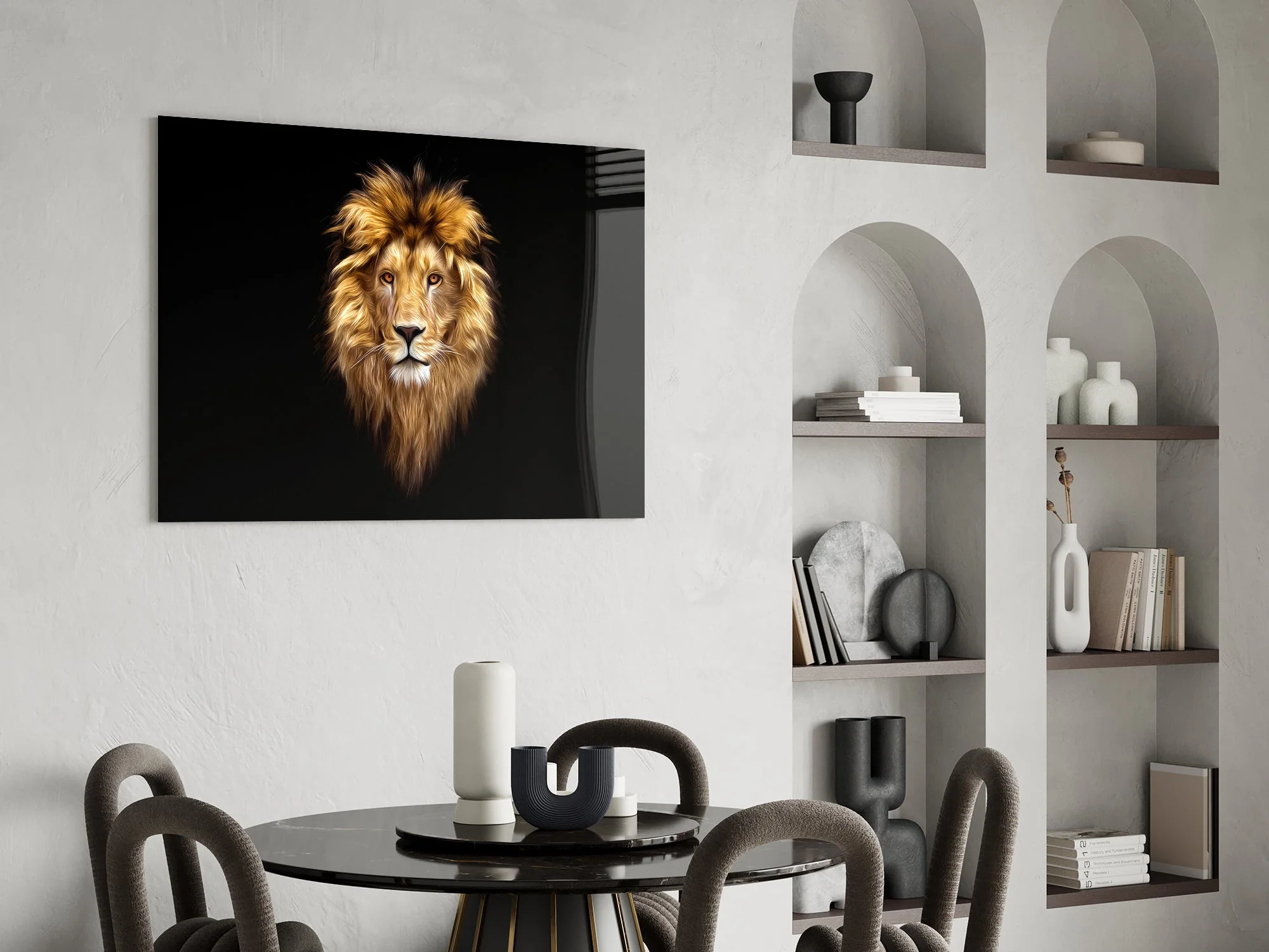 Majestic Golden Lion Glass Wall Art - Image 6