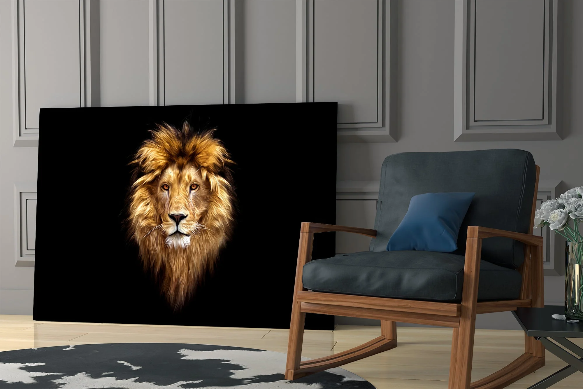 Majestic Golden Lion Glass Wall Art - Image 7