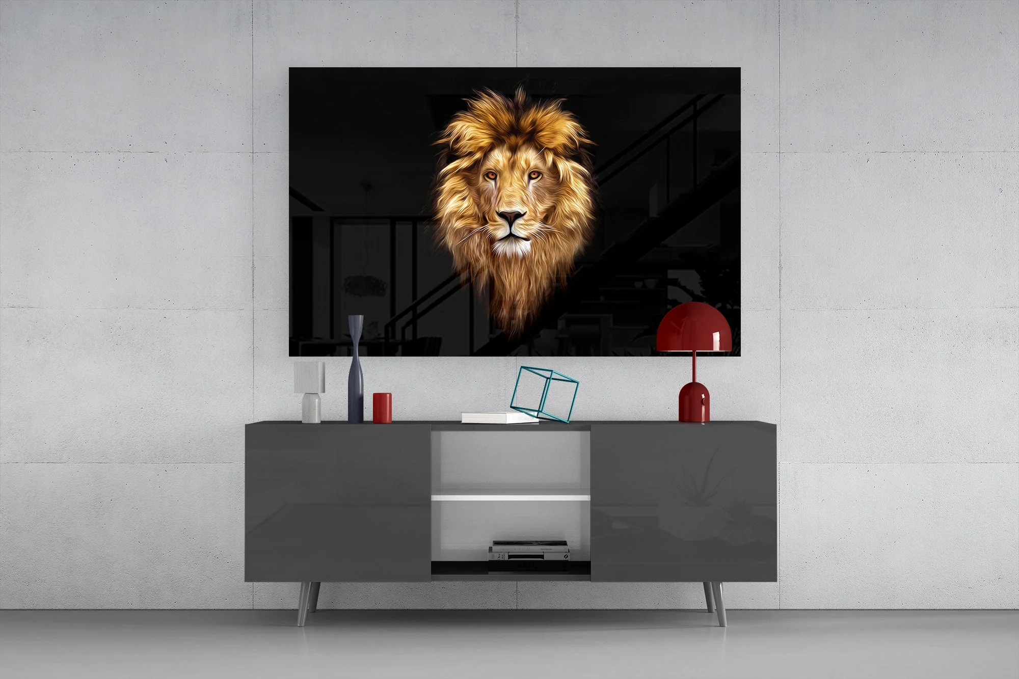 Majestic Golden Lion Glass Wall Art - Image 8