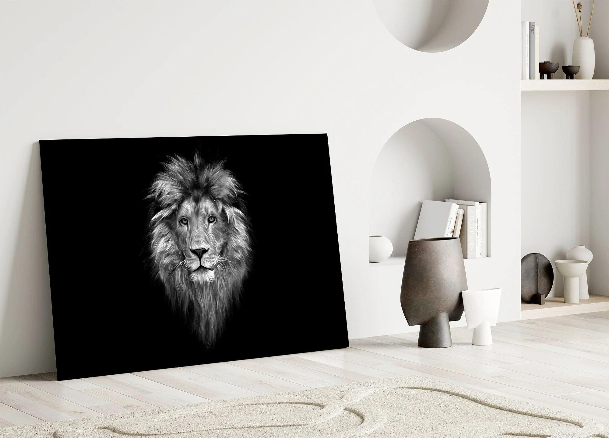 Majestic Monochrome Lion Glass Wall Art - Image 5