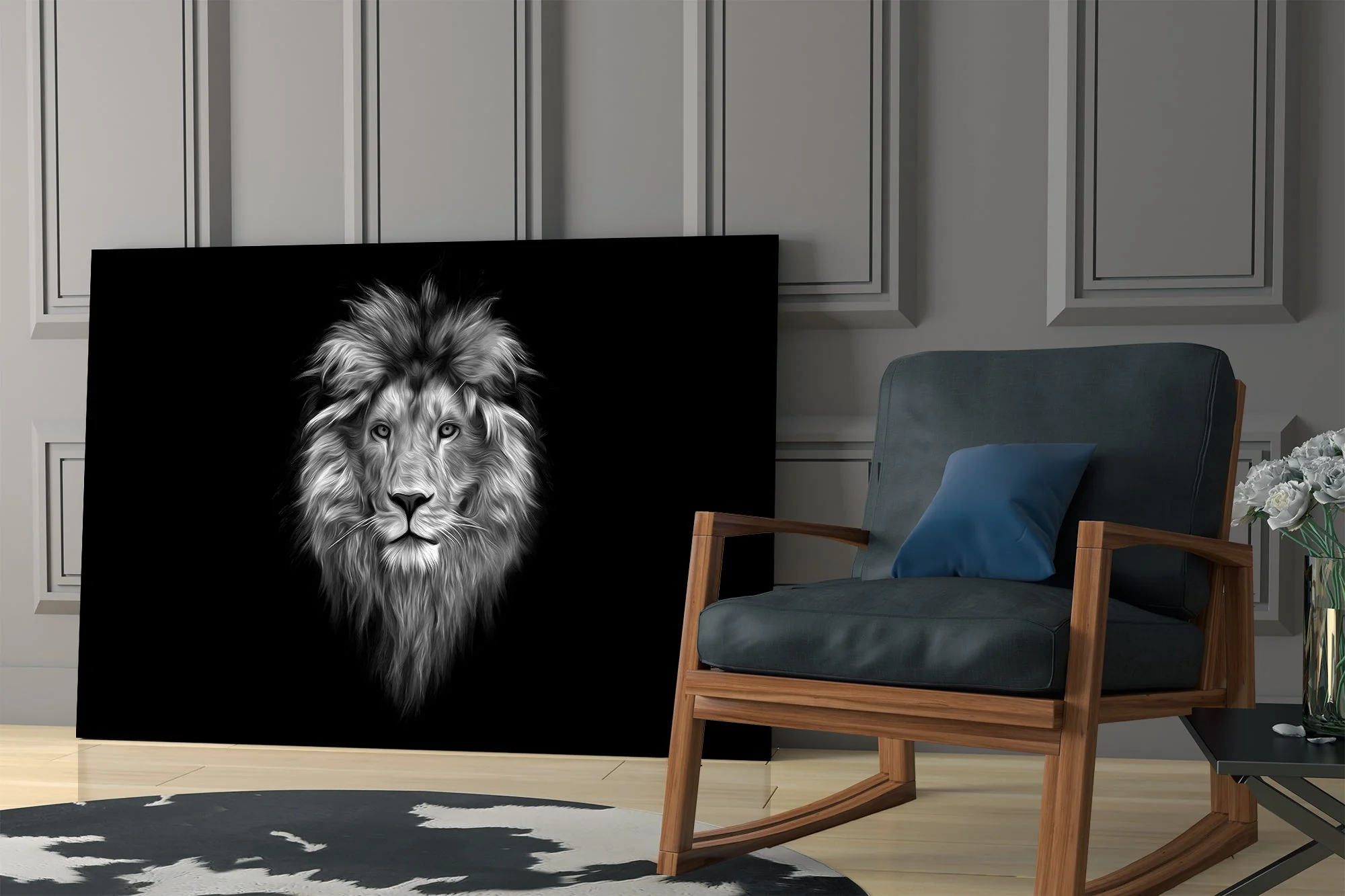 Majestic Monochrome Lion Glass Wall Art - Image 7