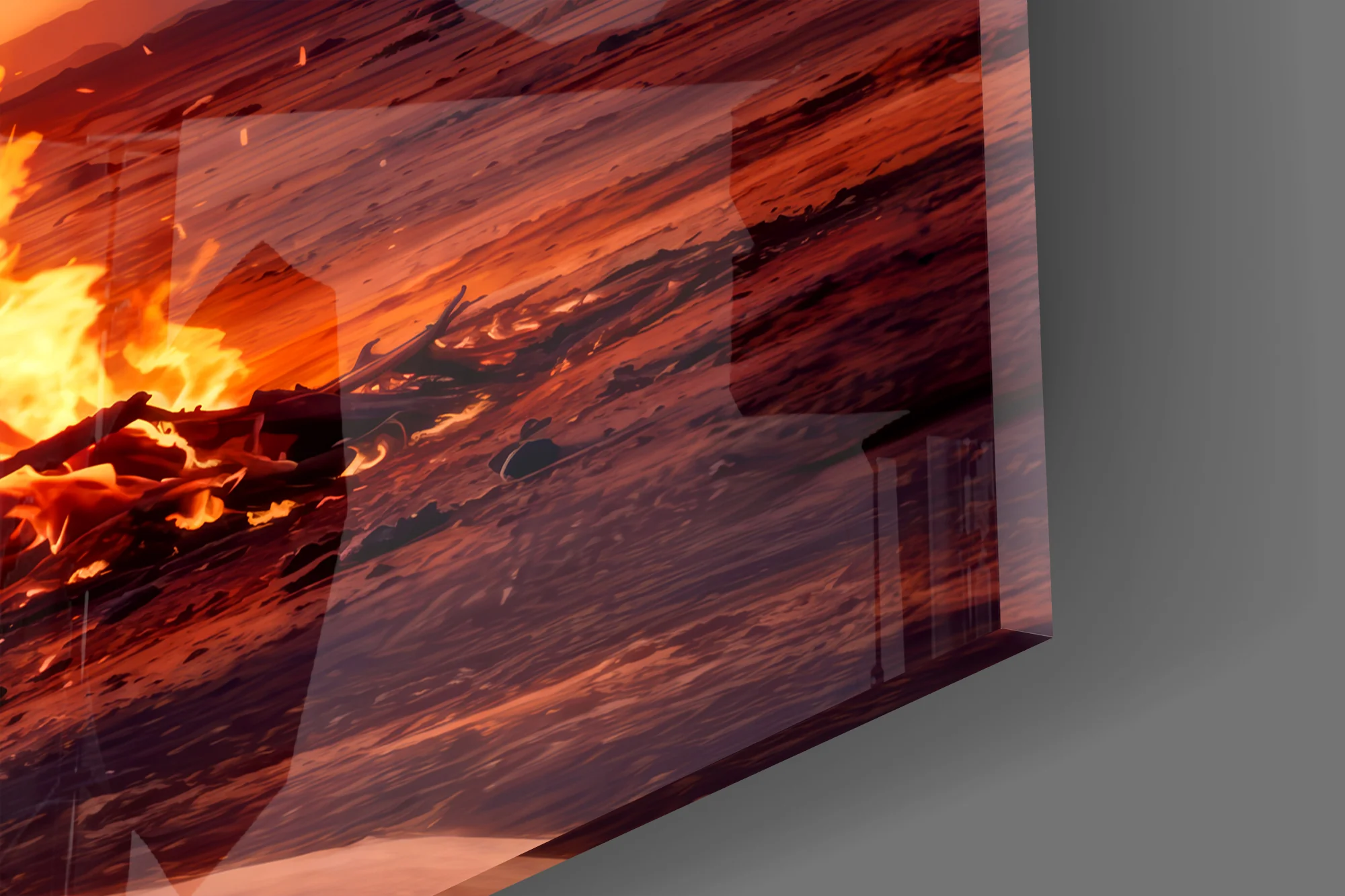 Phoenix Rising from Flames Glass Wall Art - Image 3